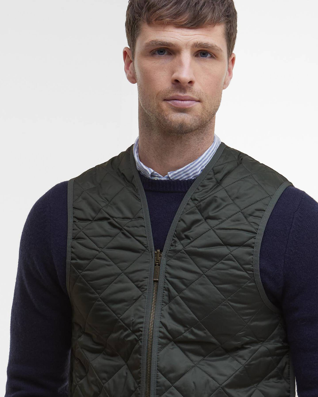 Gilet trapuntato/fodera con zip|Colore:Olive/classic