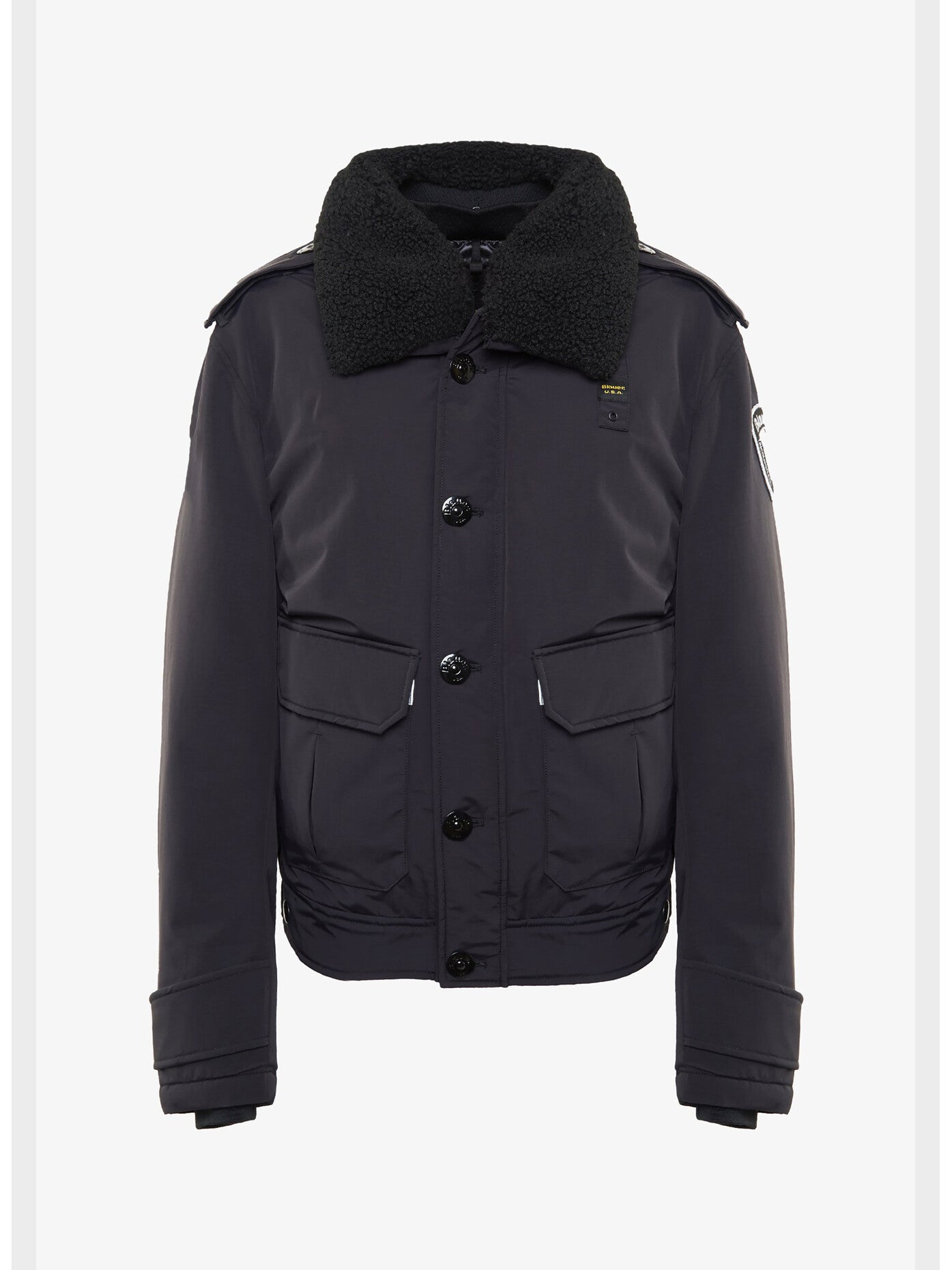 GIUBBOTTO WARD UOMO CON COLLO IN ECOPELLICCIA|Colore:Nero