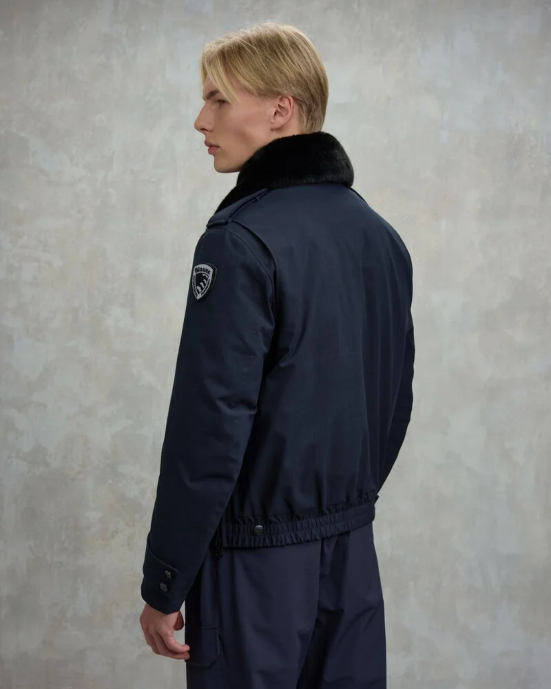 GIUBBOTTO WARD UOMO CON COLLO IN ECOPELLICCIA|Colore:Blu