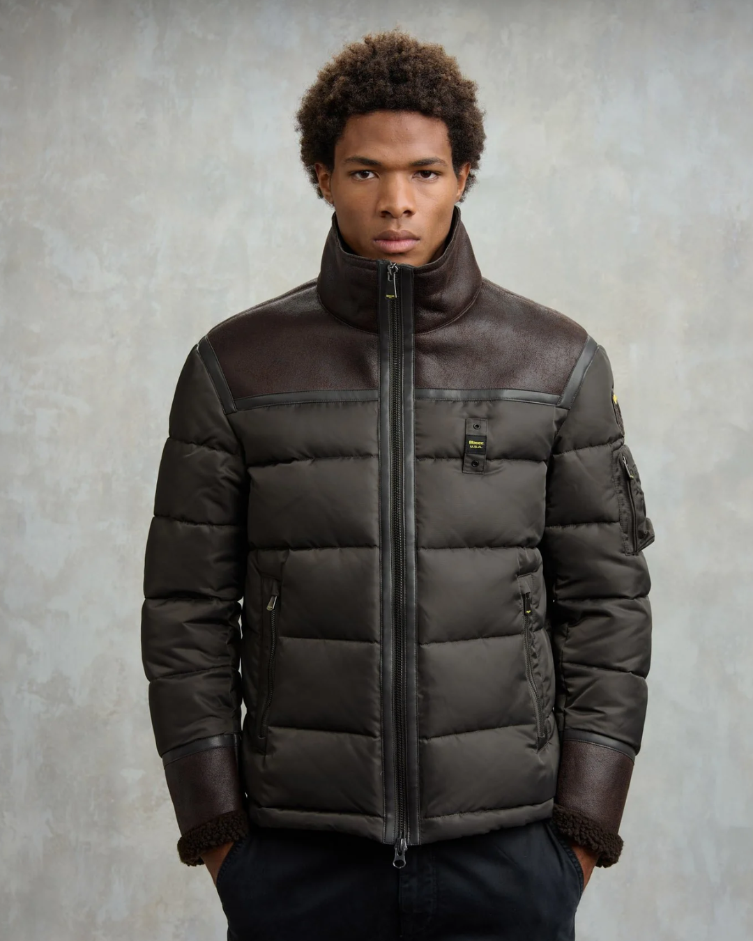 GIUBBETTO NYLON E MONTONE ECO ORGAN|Colore:Nero oliva