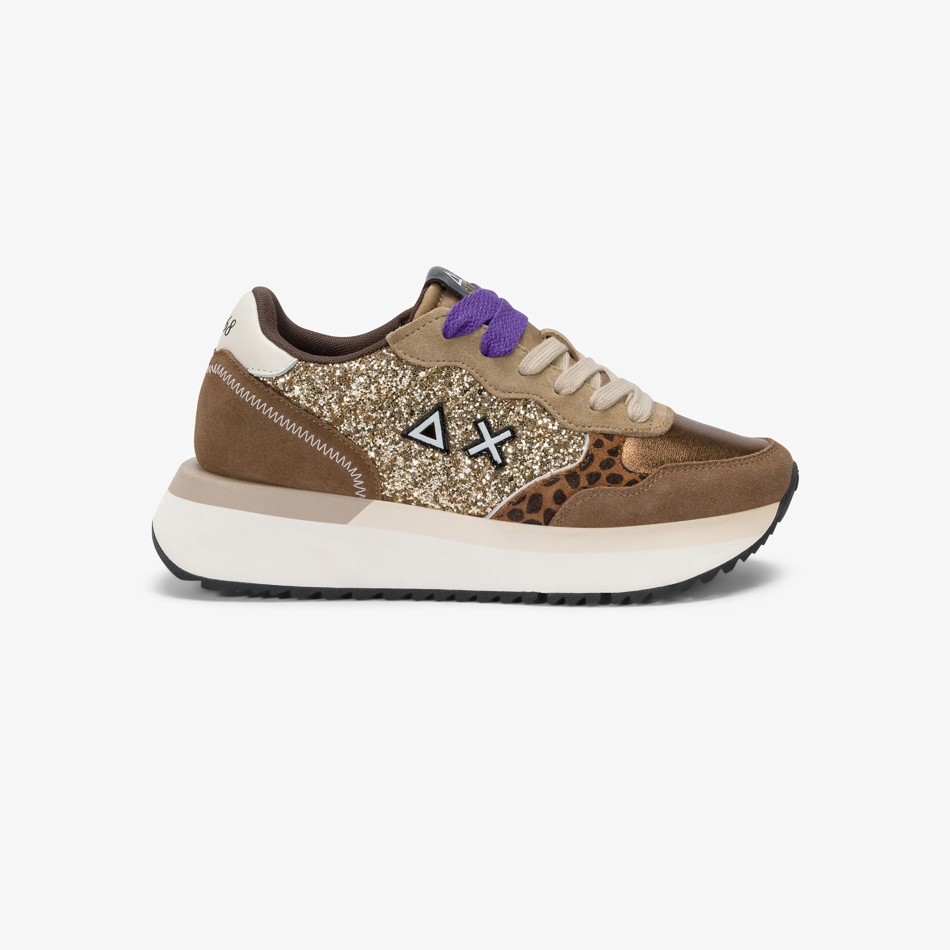 Sneaker Big Ally Glitter in similpelle e suede|Colore:Oro