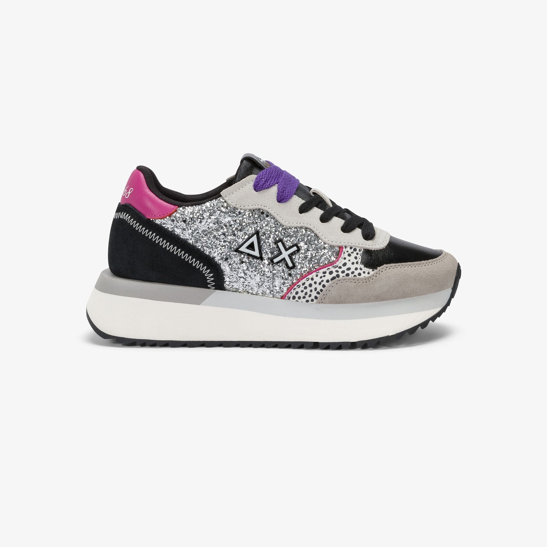 Sneaker Big Ally Glitter in similpelle e suede|Colore:Argento