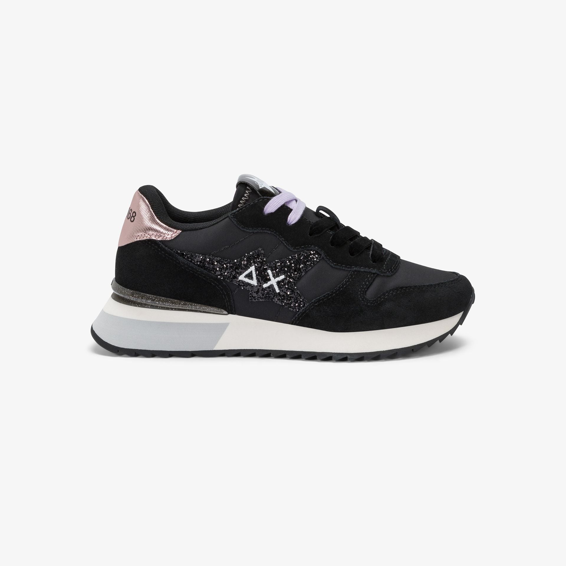 Sneaker Stargirl Glitter in nylon e suede|Colore:Nero