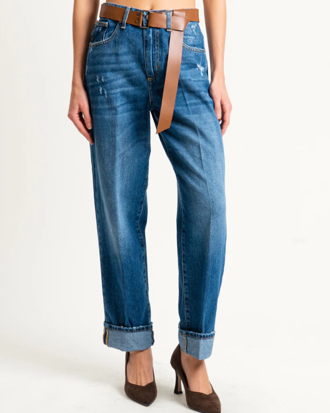 Haveone- Jeans MANDY dritto con risvolto |Colore:Denim chiaro
