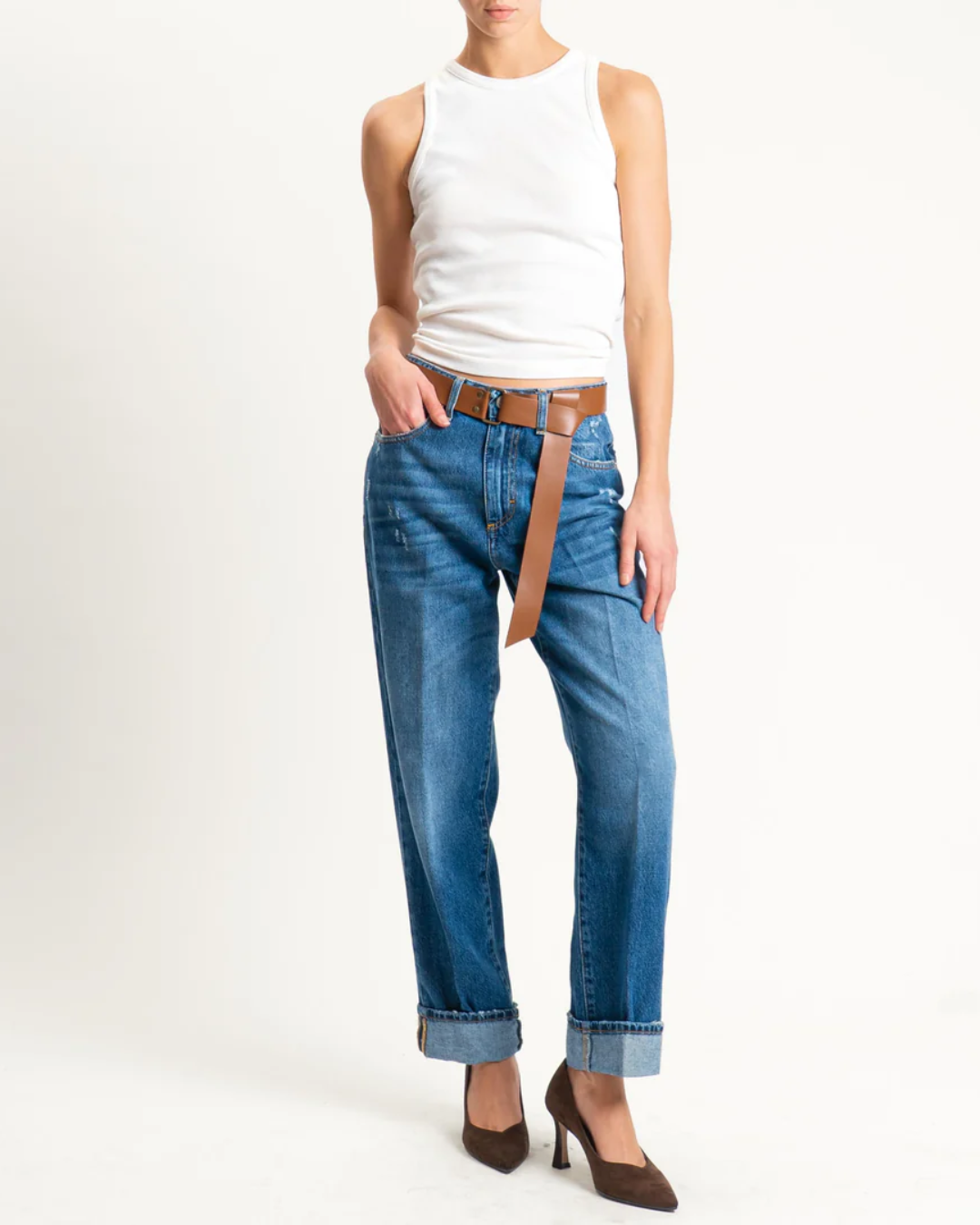 Haveone- Jeans MANDY dritto con risvolto |Colore:Denim chiaro