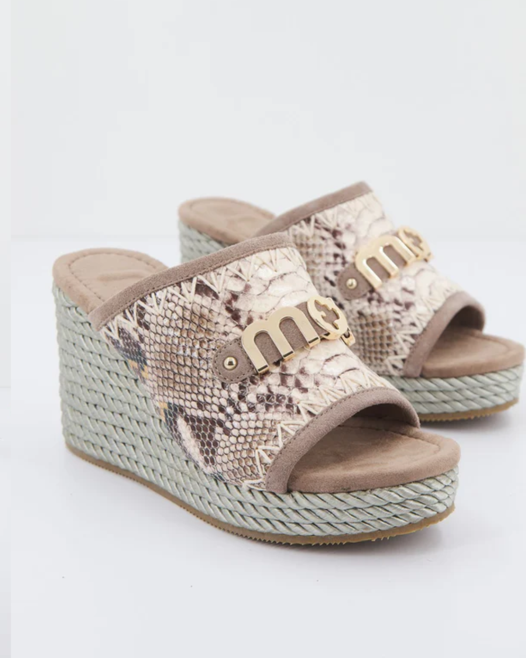 mou Rope wedge big metal logo|Colore:Beige
