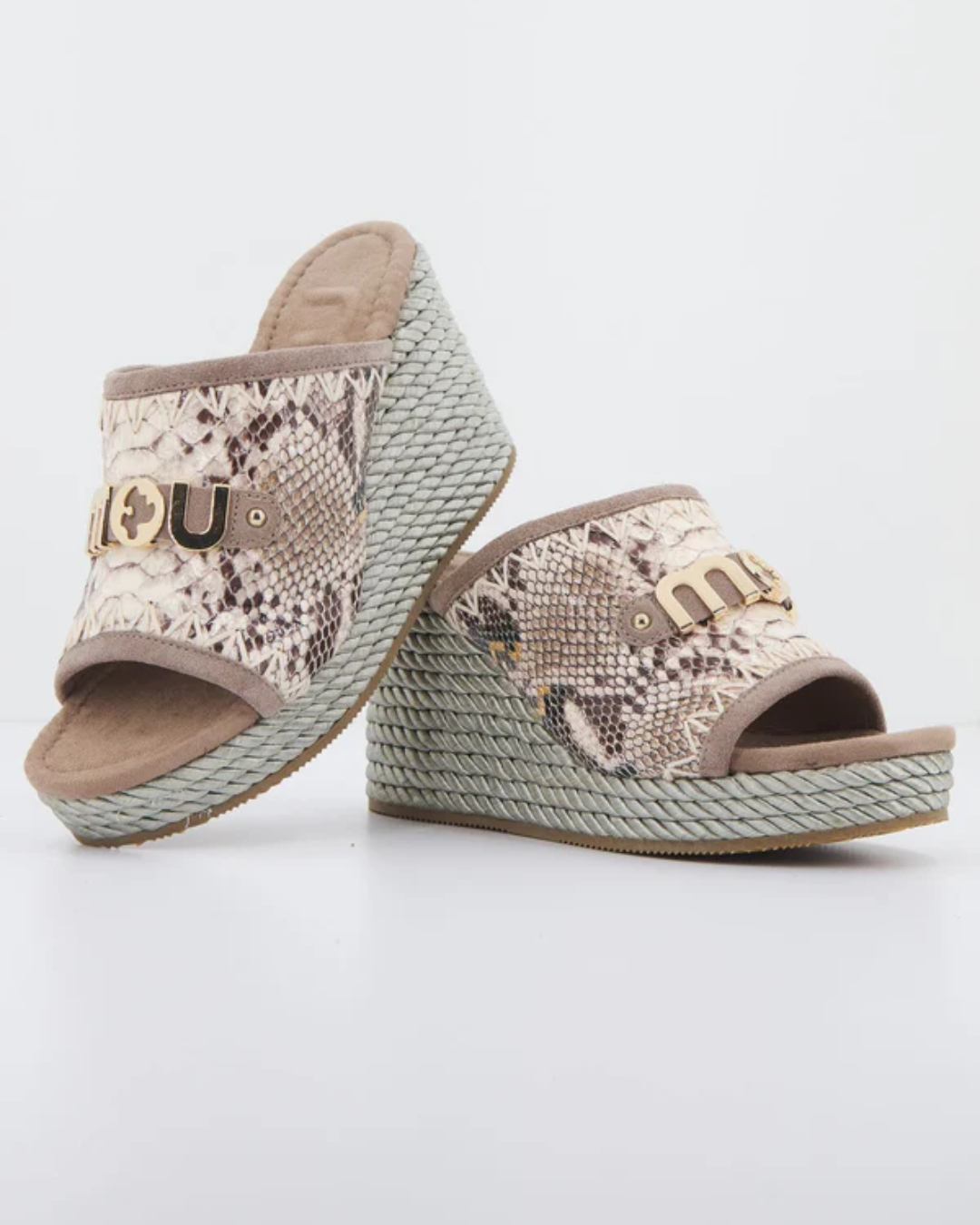 mou Rope wedge big metal logo|Colore:Beige