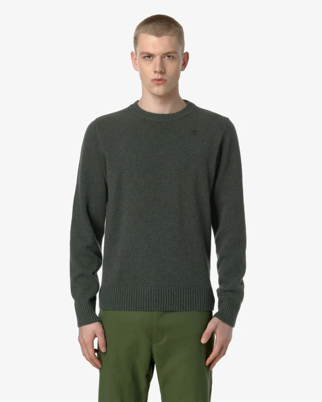 PULLOVER GIROCOLLO - SEBASTIEN LAMBSWOOL|Colore:Green blackish