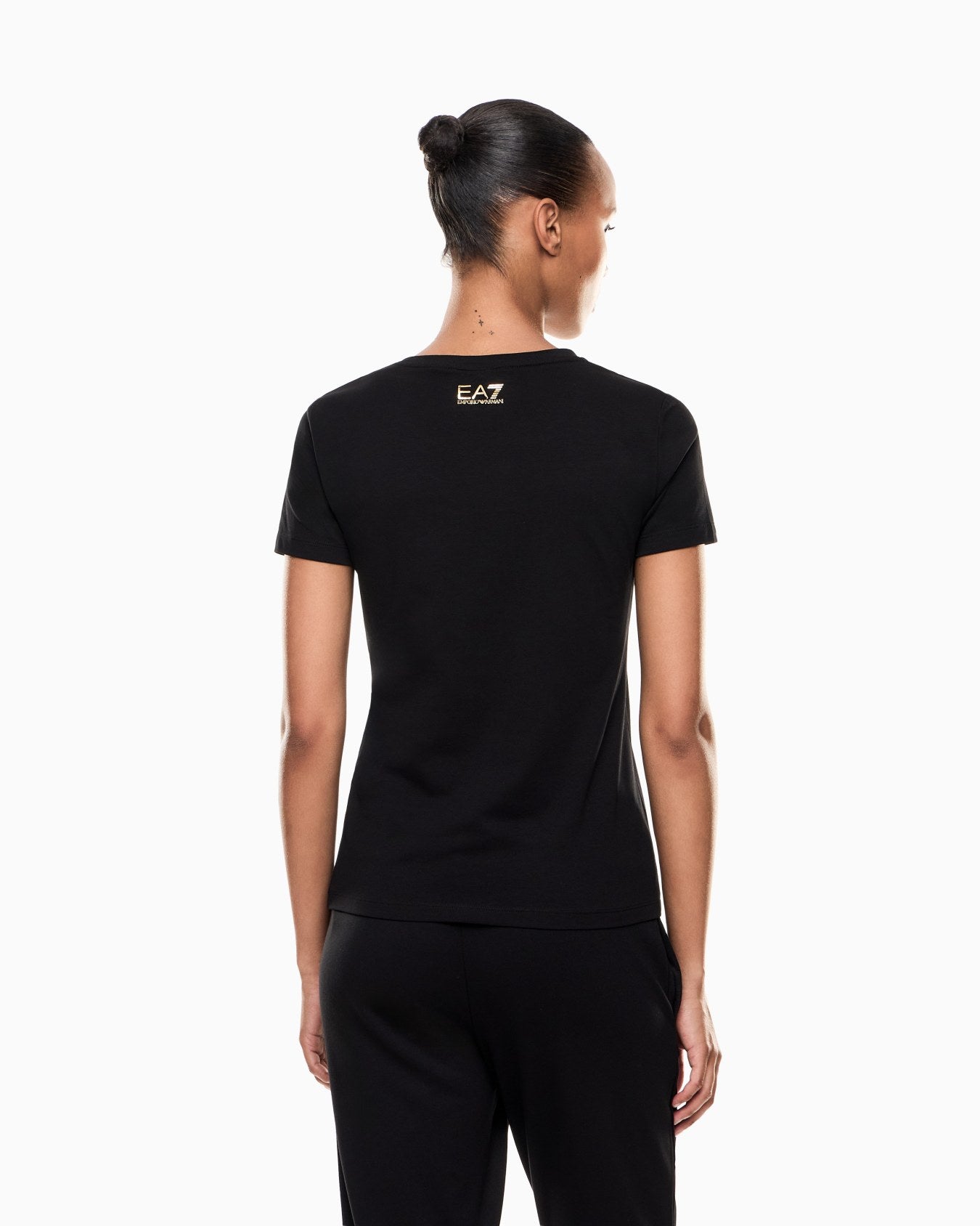 T-shirt girocollo Logo Series in jersey stretch|Colore:Black/rose gold