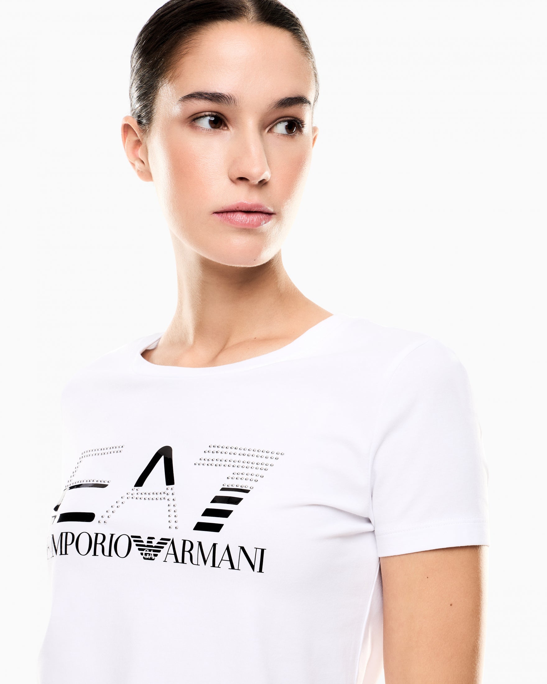 T-shirt girocollo Logo Series in jersey stretch|Colore:White