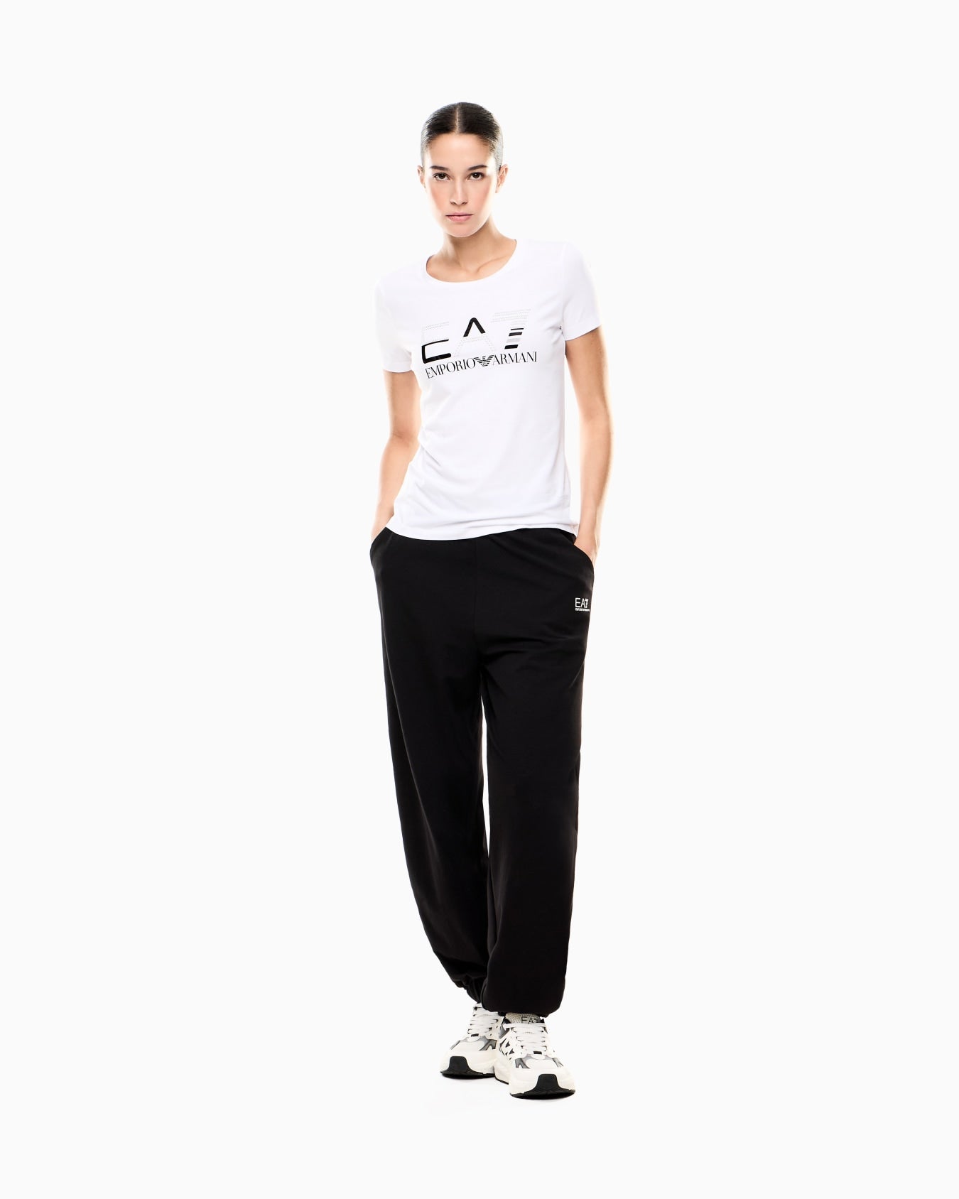 T-shirt girocollo Logo Series in jersey stretch|Colore:White