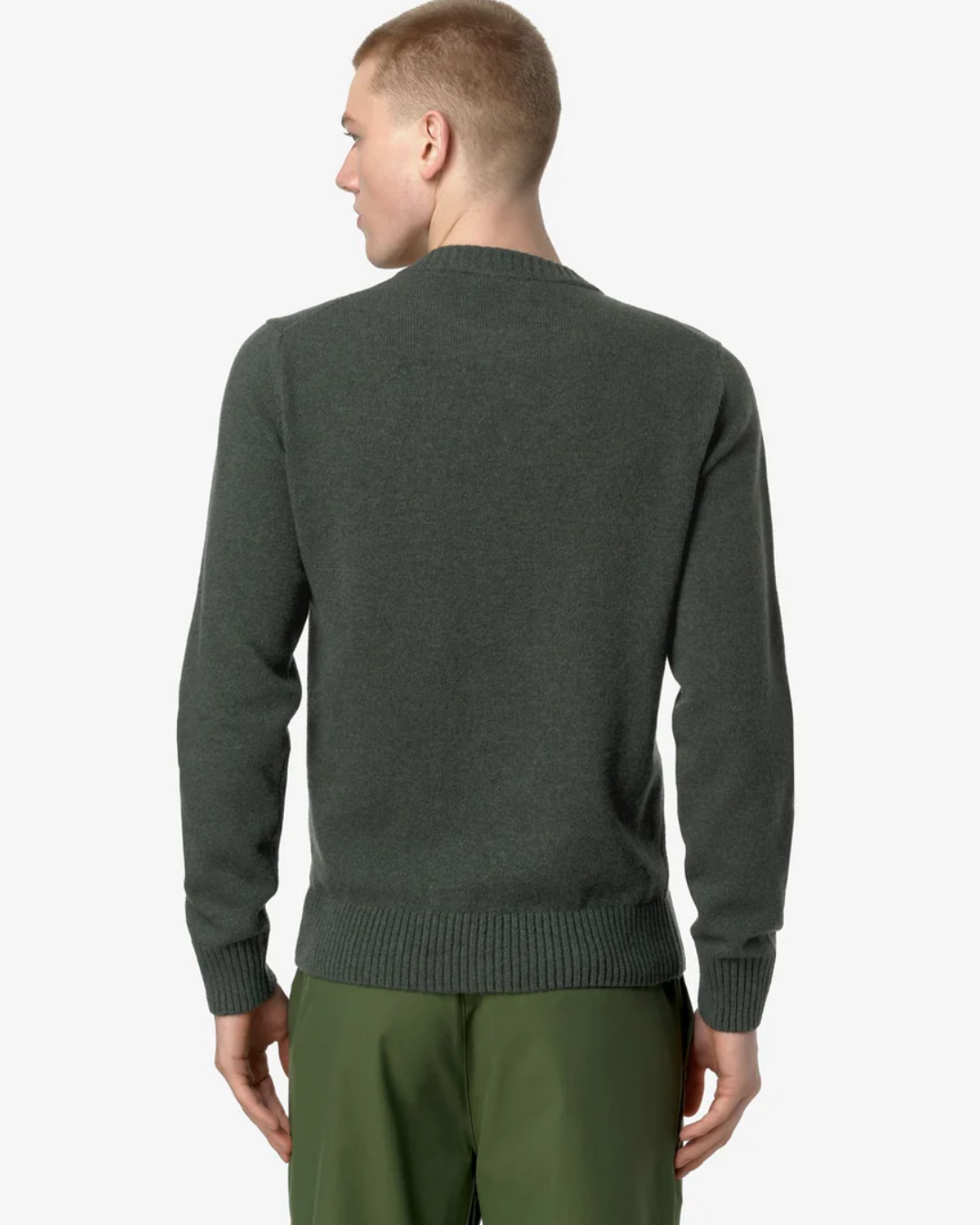 PULLOVER GIROCOLLO - SEBASTIEN LAMBSWOOL|Colore:Green blackish