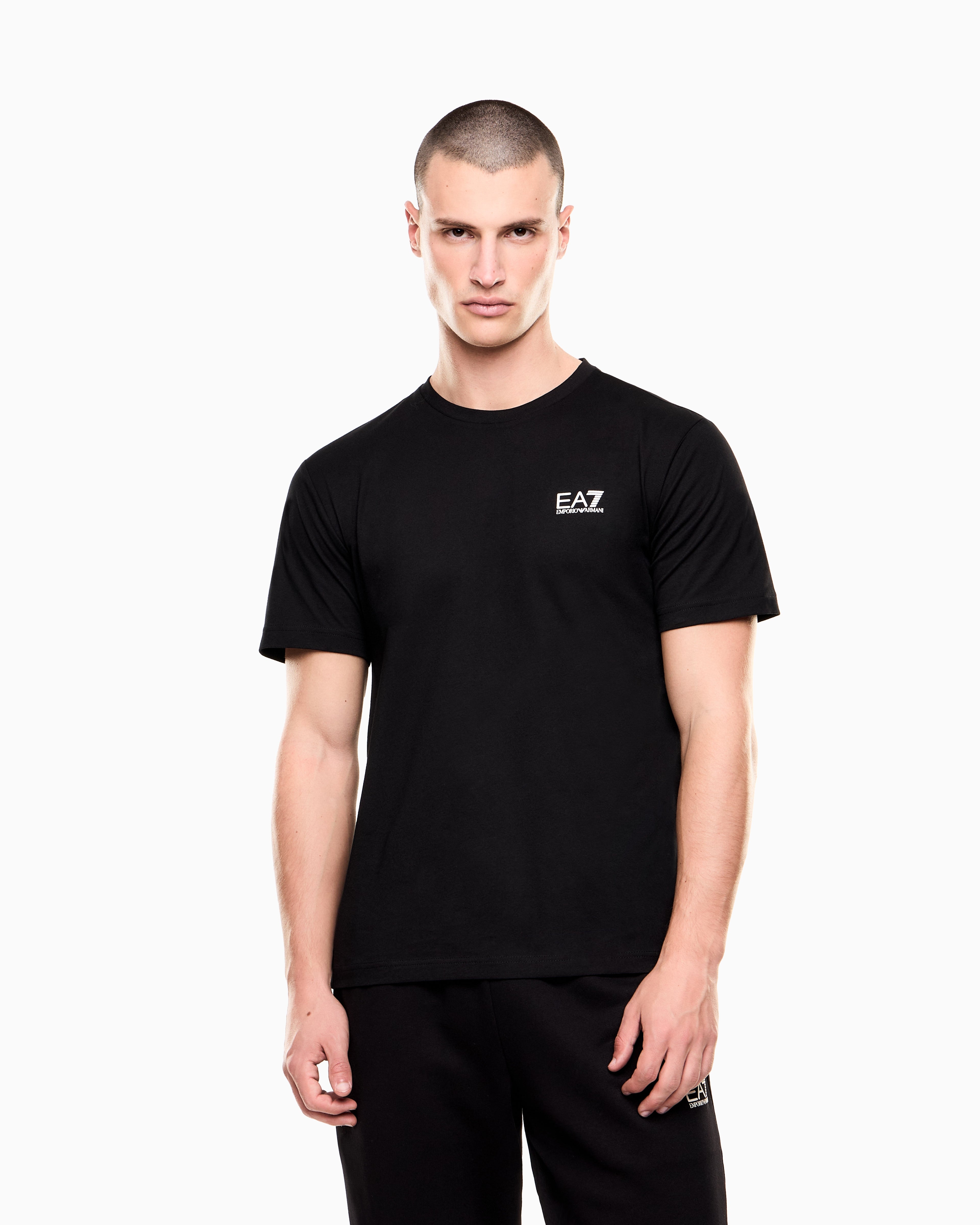 T-shirt Core Identity in cotone Pima|Colore:White/black