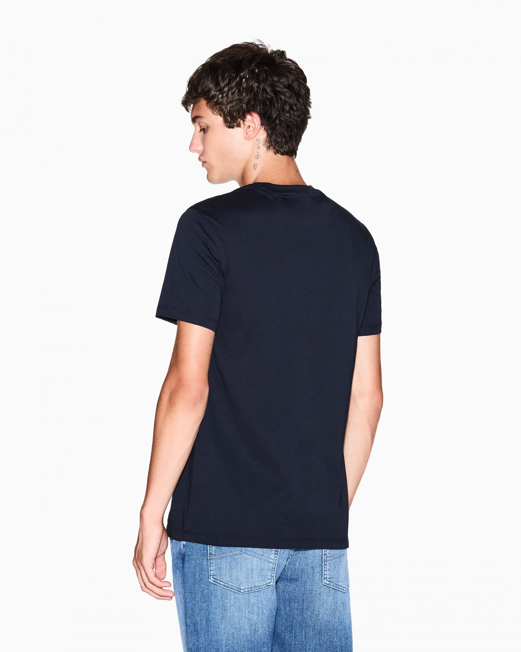 T-shirt slim fit in jersey con logo|Colore:Blu navy