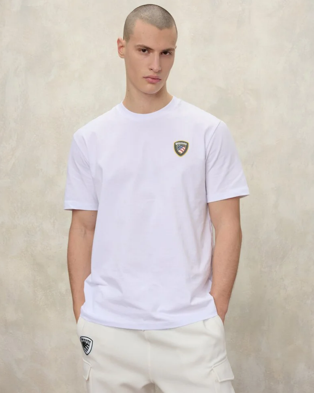 Blauer t-shirt in cotone FAXON|Colore:Bianco