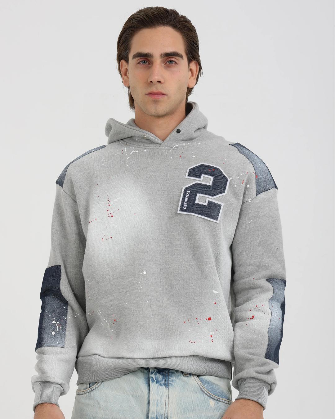 FELPA UOMO DENIM CAPPUCCIO|Colore:Grigio chiaro melange