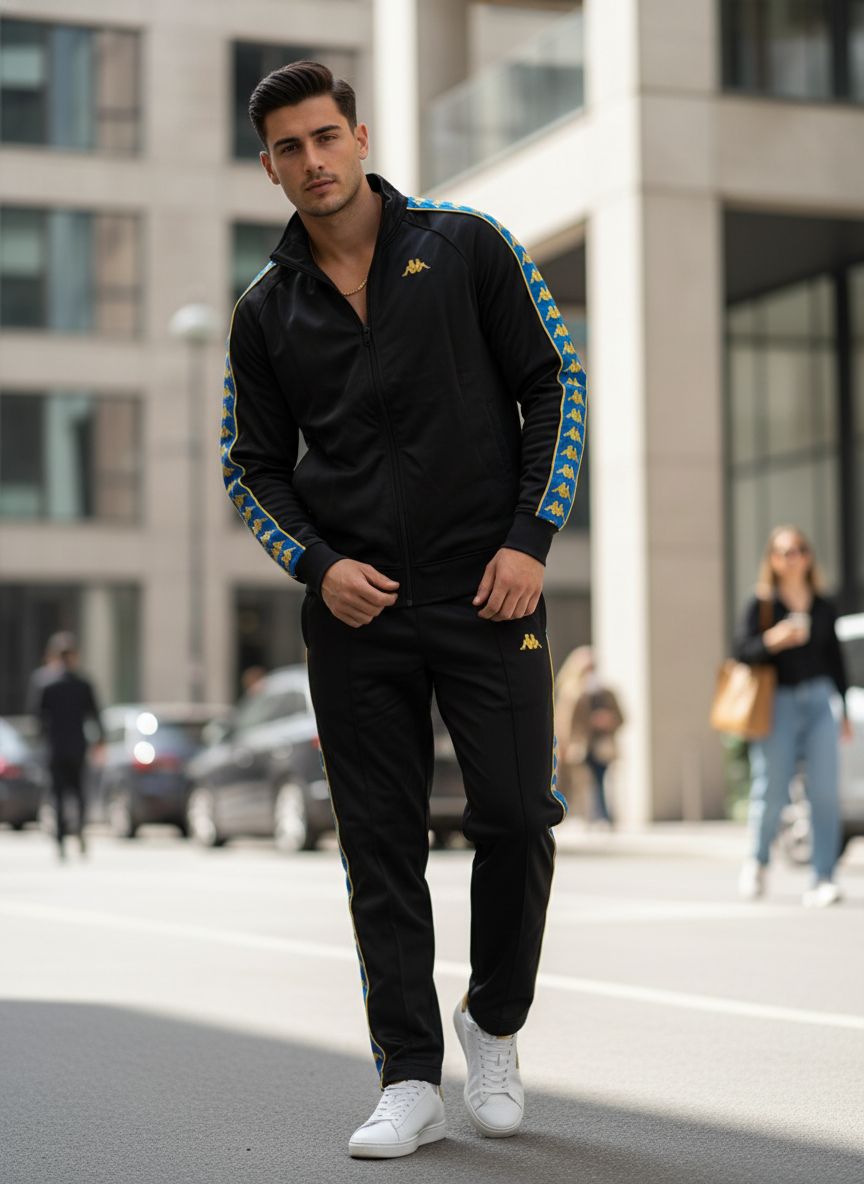 KAPPA TUTA COMPLETA|Colore:Nero e azzurro