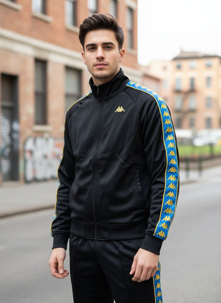 KAPPA TUTA COMPLETA|Colore:Nero e azzurro