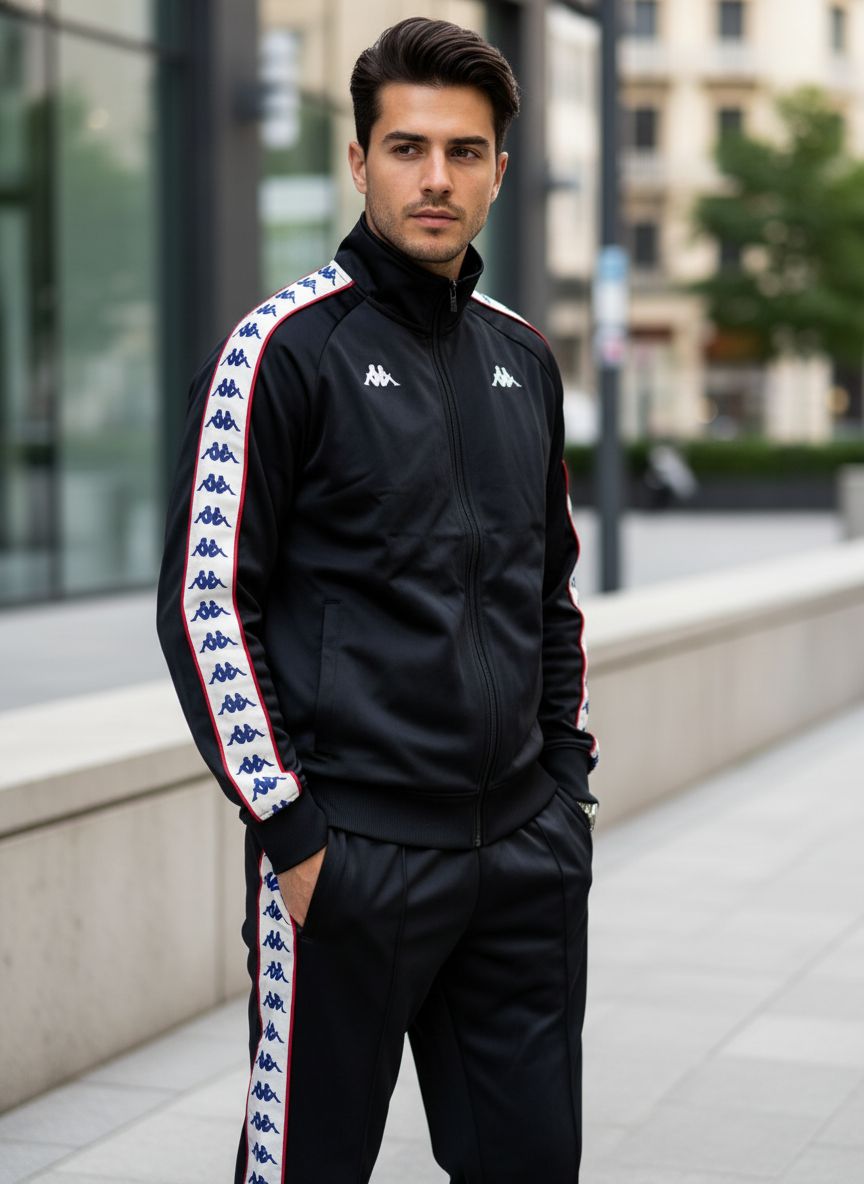 KAPPA TUTA COMPLETA|Colore:Nera e bianca