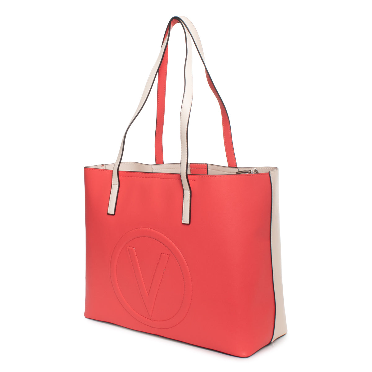 BORSA SHOPPER VALENTINO |Colore:Ecru/corallo