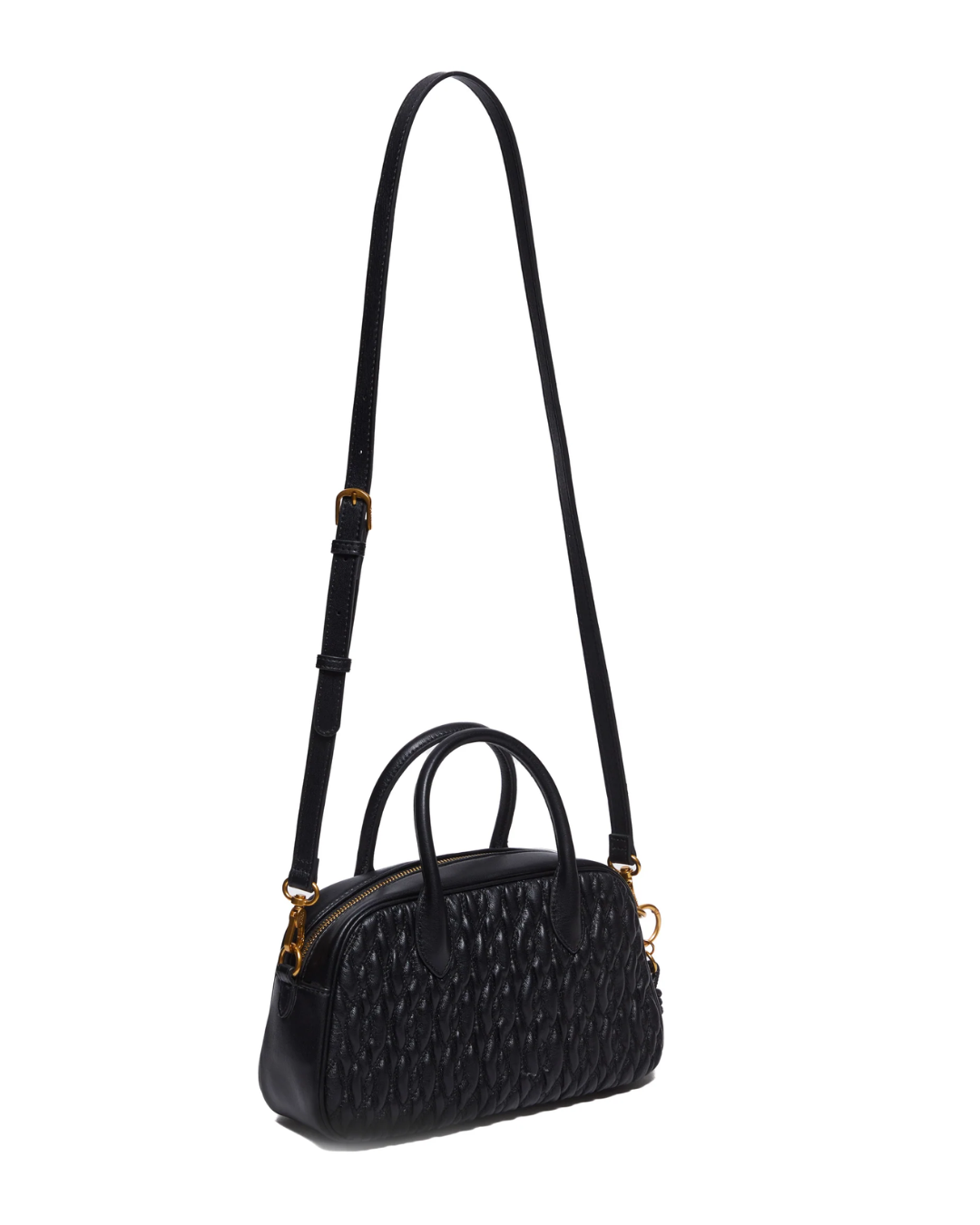 Borsa a mano nera matelassé a treccia|Colore:Nero