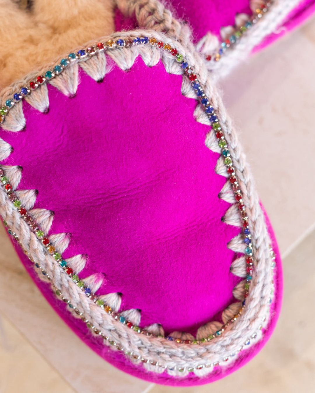 SUEDE ESKIMO SLIPPER RHIINESTONES DONNA MOU|Colore:Rosa