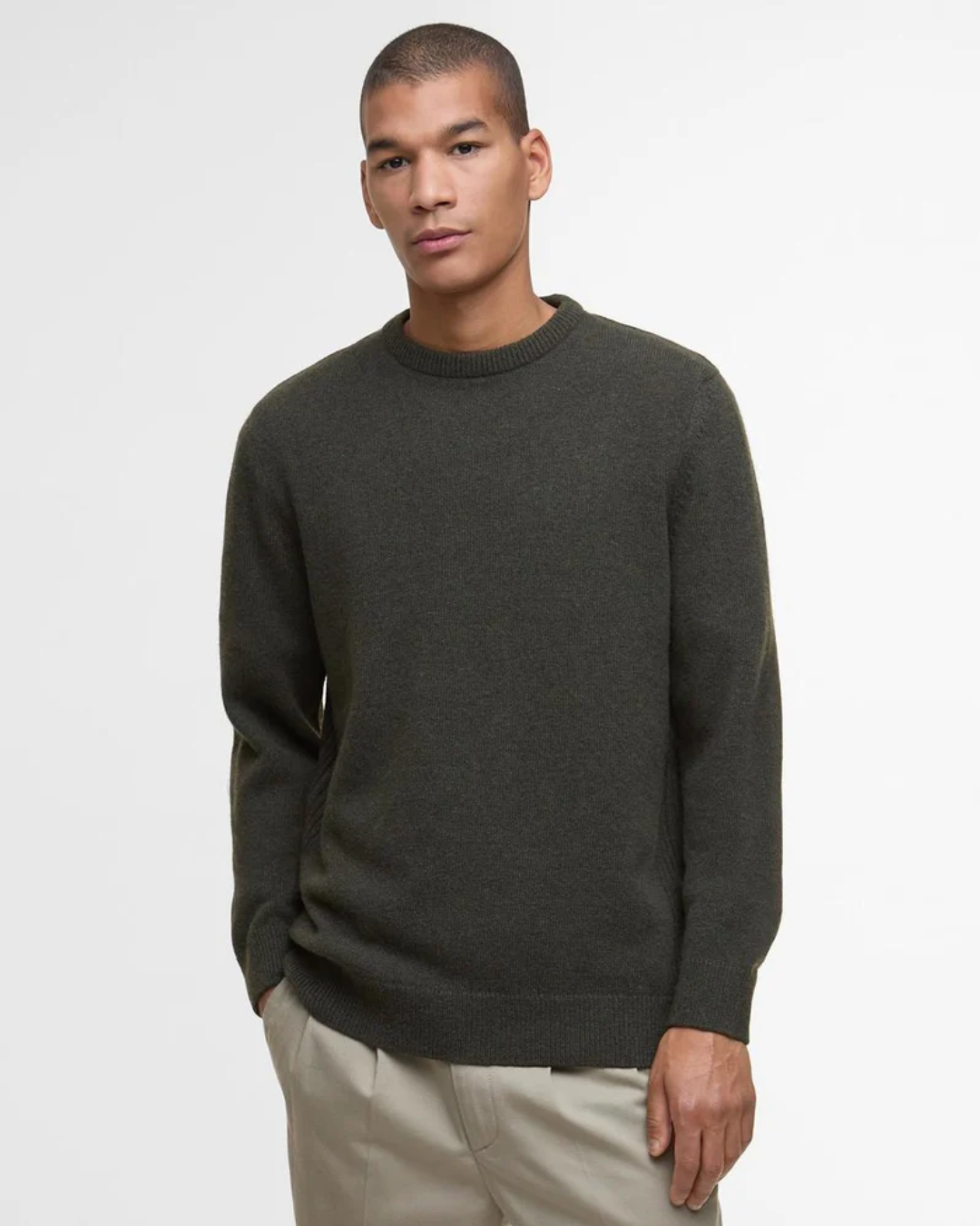 Maglione girocollo in pura lana Holden|Colore:Olive marl