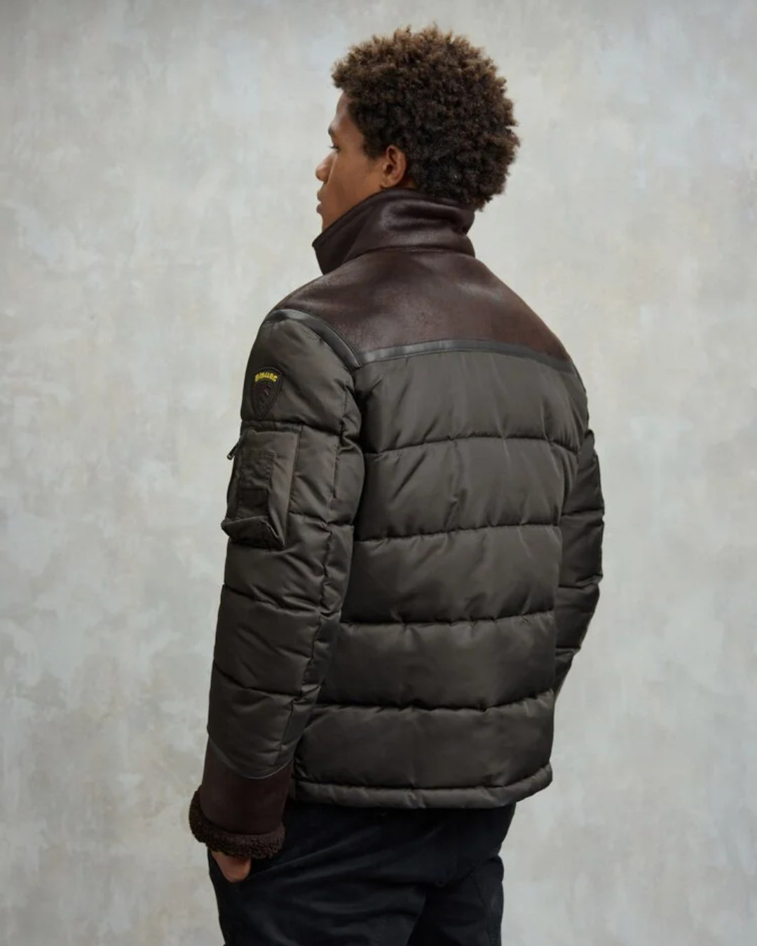 GIUBBETTO NYLON E MONTONE ECO ORGAN|Colore:Nero oliva