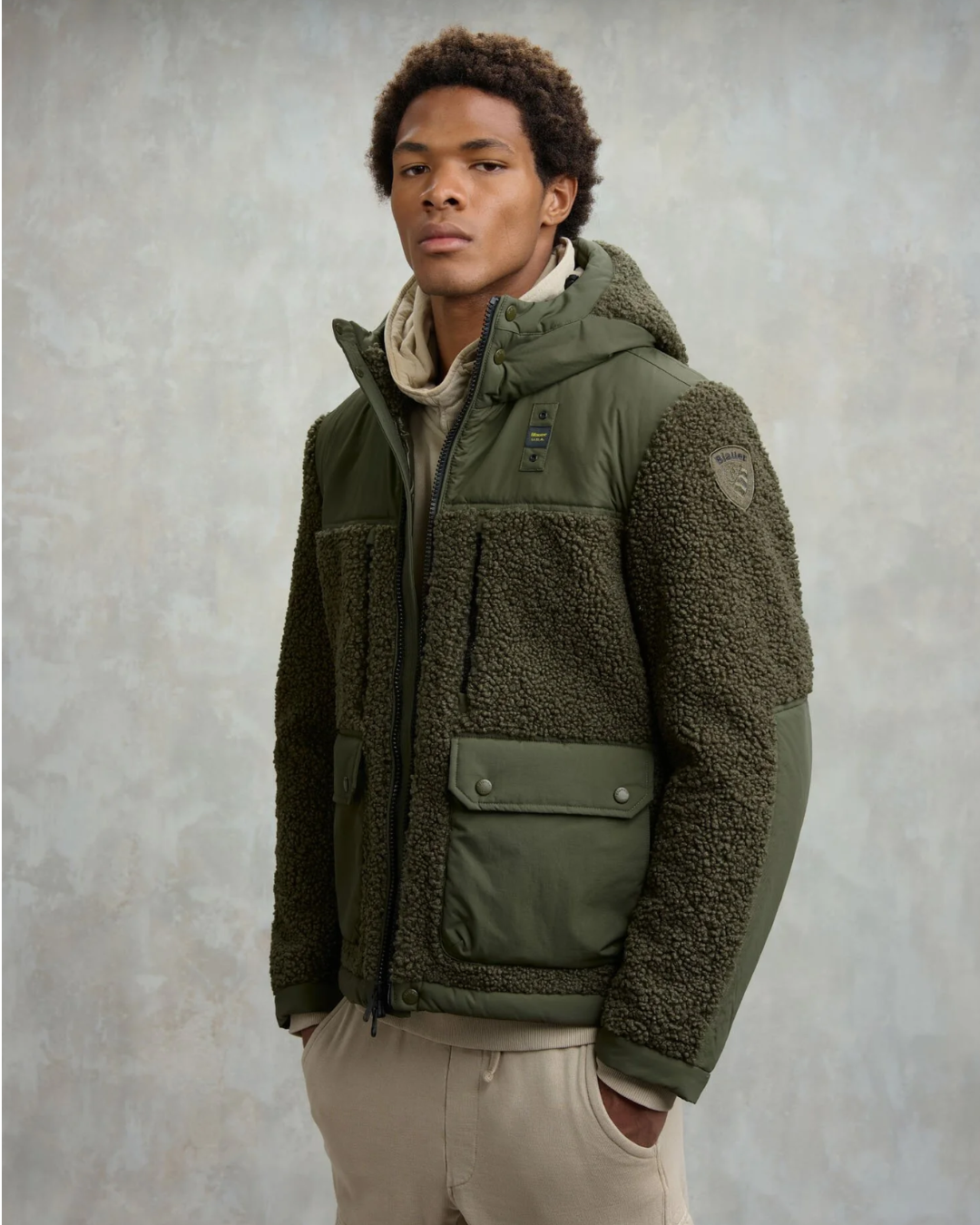 GIUBBETTO CON CAPPUCCIO IN PELLICCIA ECO WILCOCK|Colore:Verde militare