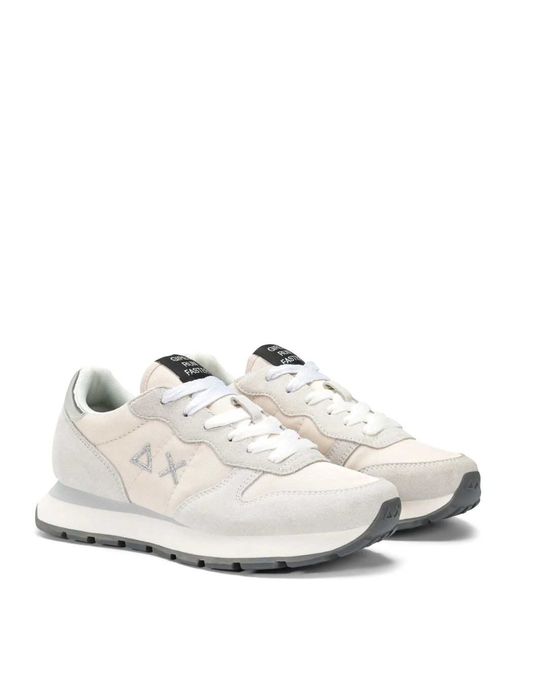 Sneaker Ally Gold Silver in nylon e suede |Colore:Bianco panna