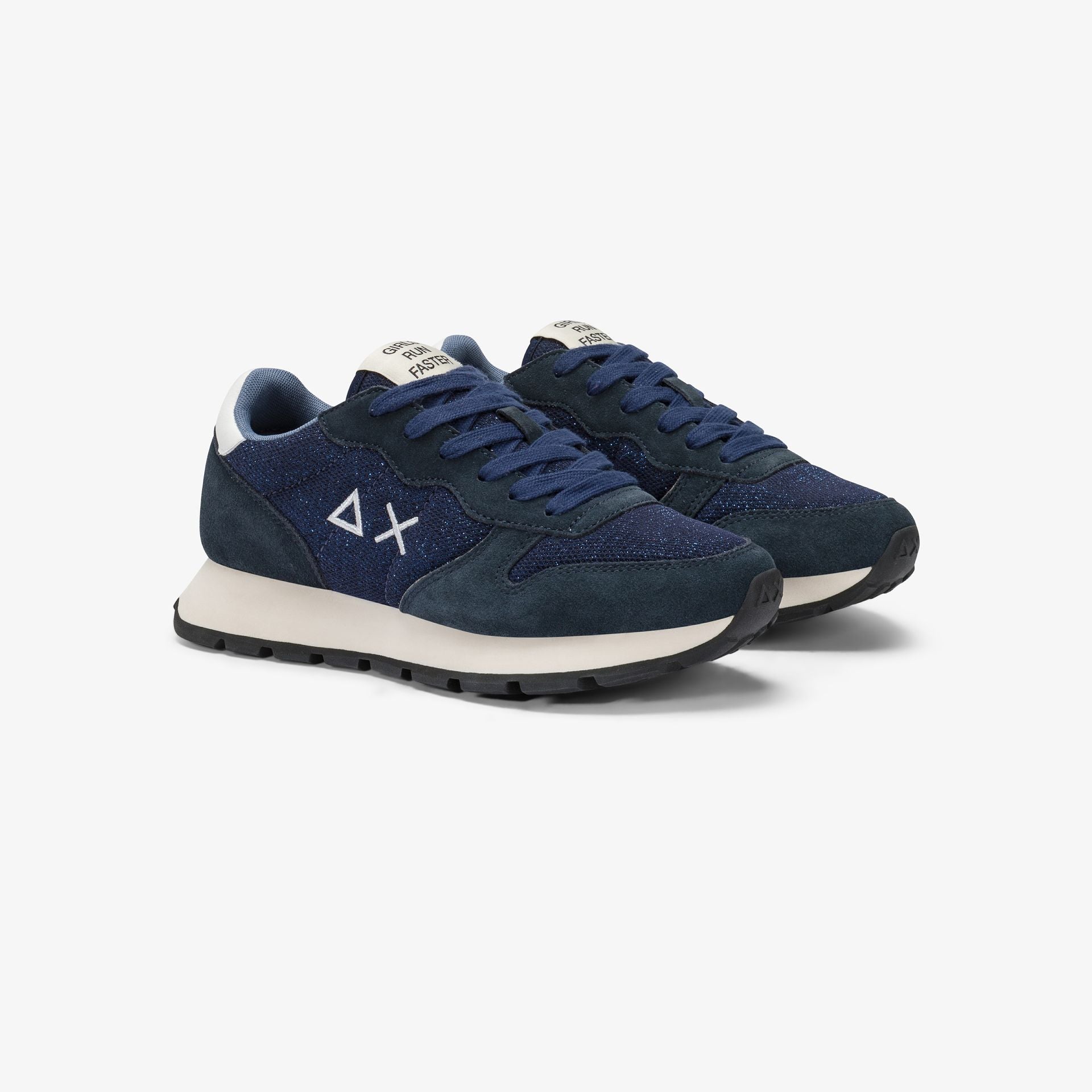 Sneaker Ally Glitter in mesh e suede|Colore:Navy blue