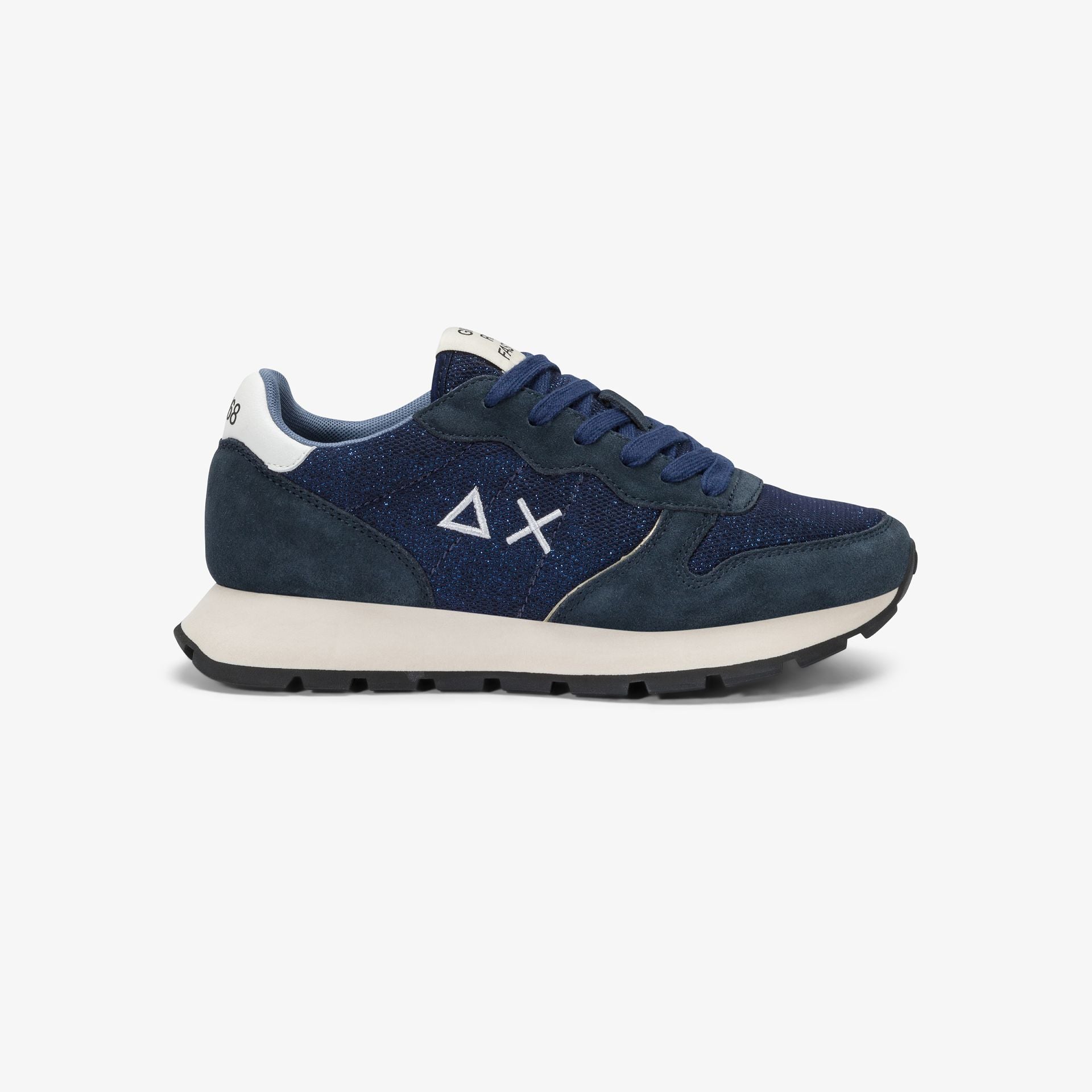 Sneaker Ally Glitter in mesh e suede|Colore:Navy blue