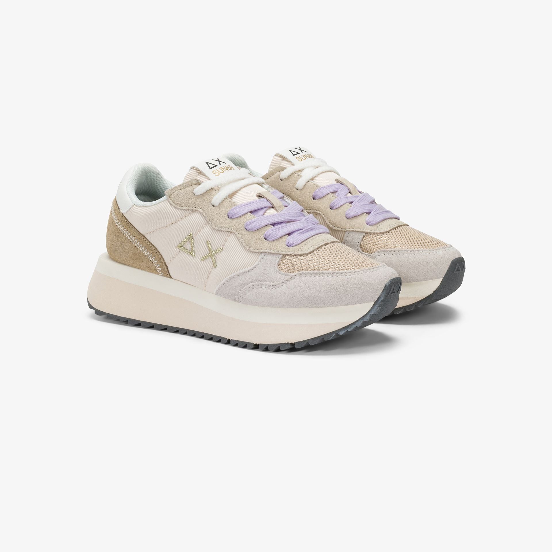 Sneaker Big Ally Multicolor in nylon e suede|Colore:Bianco panna
