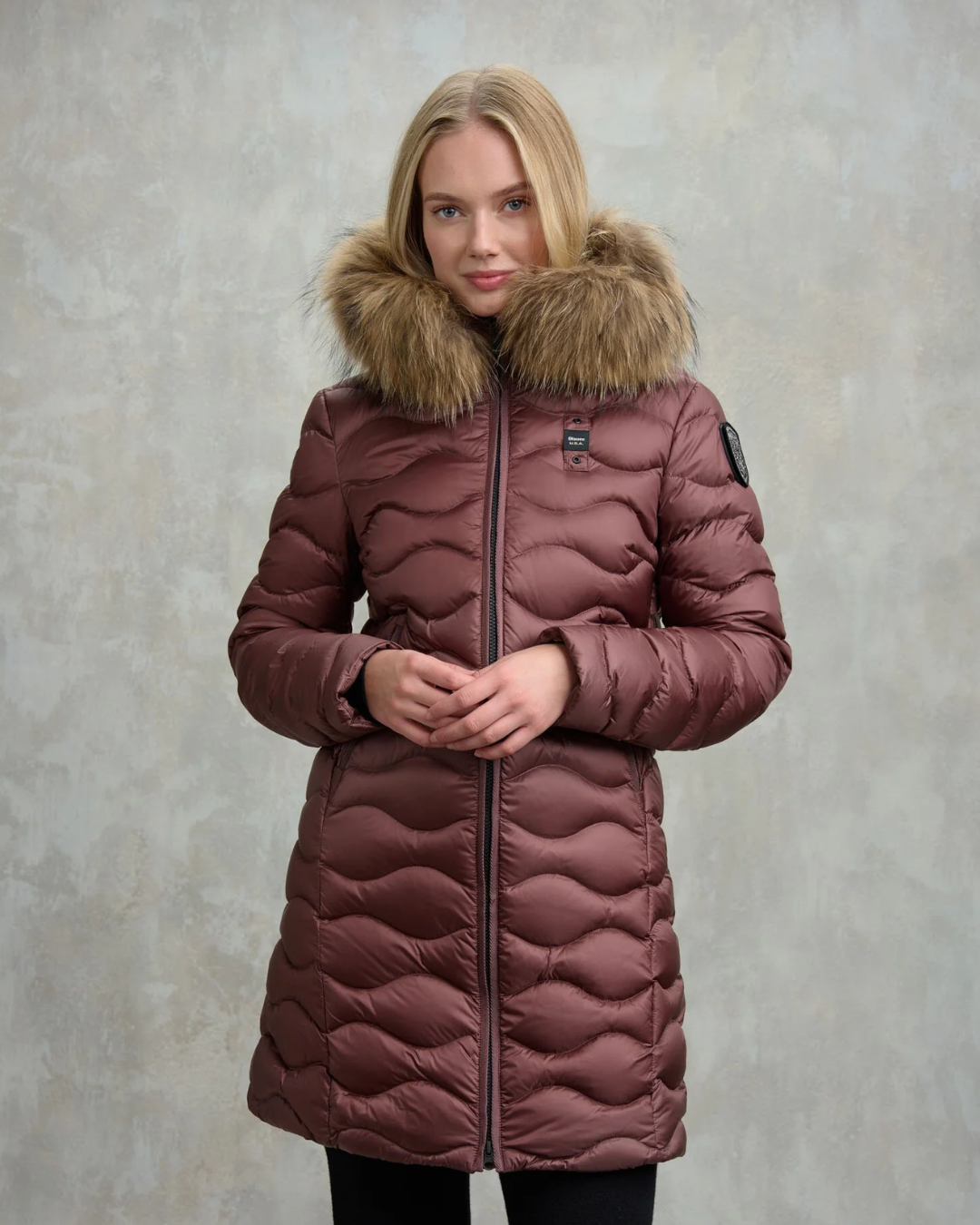 PIUMINO LUNGO AD ONDE CON PELLICCIA LYNEL|Colore:Red