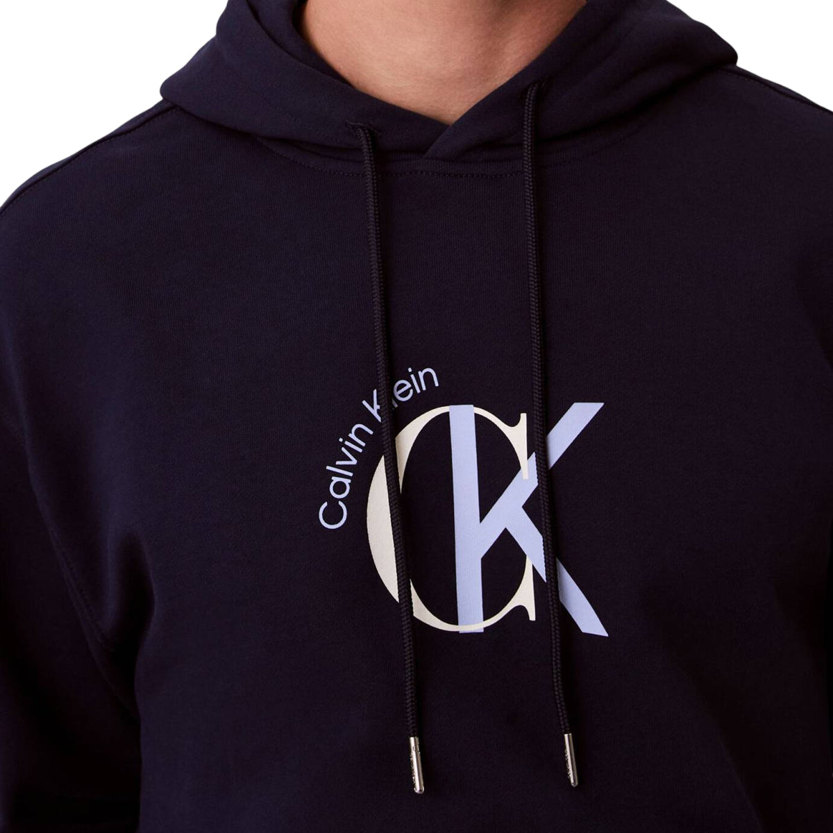 felpa uomo con cappuccio calvin klein |Colore:Nero and blue