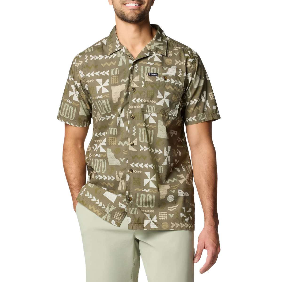 camicia uomo columbia |Colore:Stone green