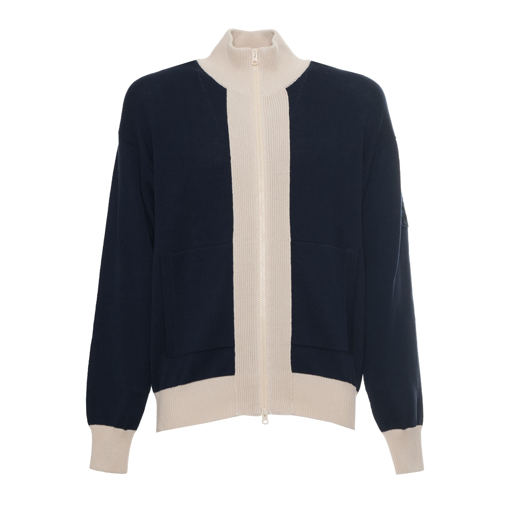 MAGLIONE CON ZIP|Colore:Navy/beige