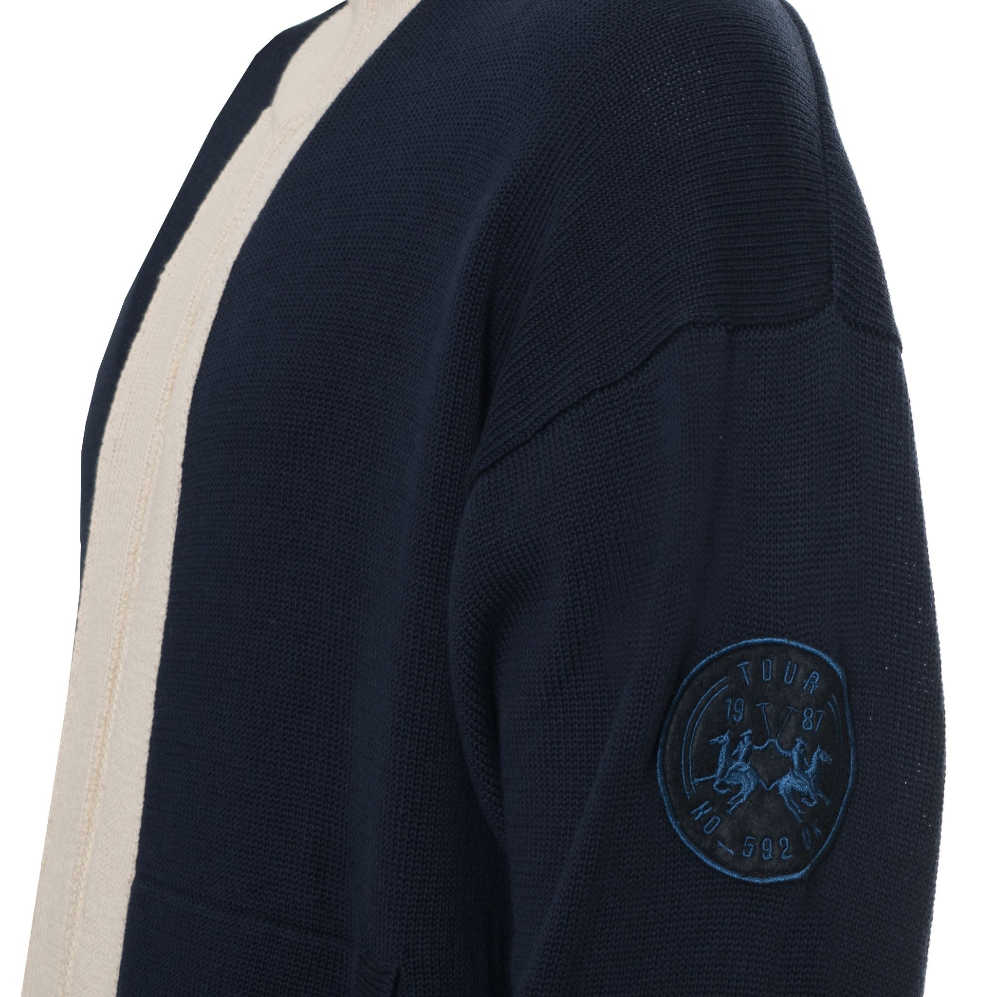 MAGLIONE CON ZIP|Colore:Navy/beige