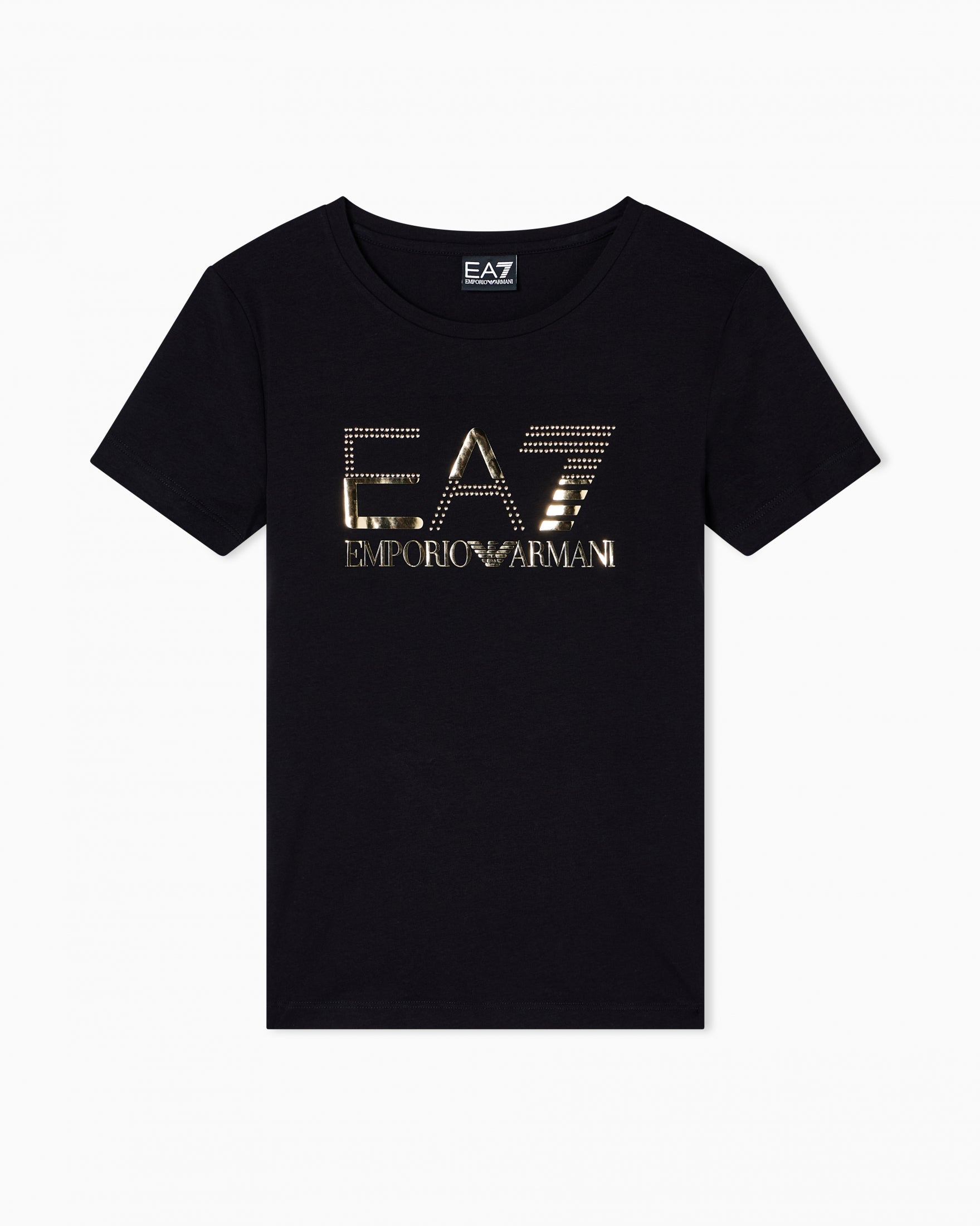 T-shirt girocollo Logo Series in jersey stretch|Colore:Black/rose gold