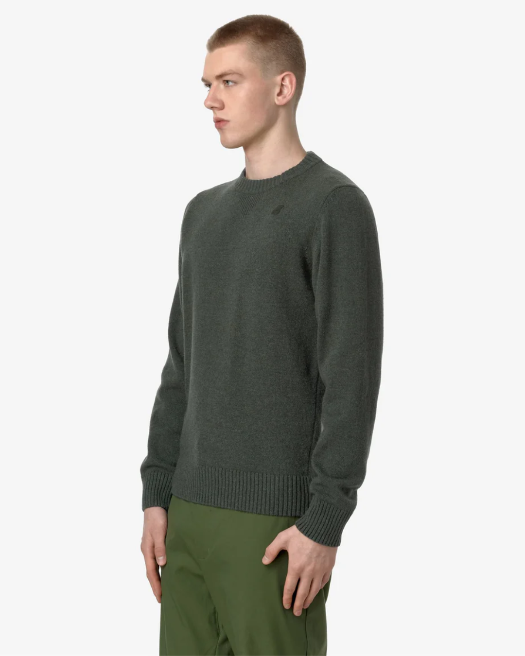 PULLOVER GIROCOLLO - SEBASTIEN LAMBSWOOL|Colore:Green blackish