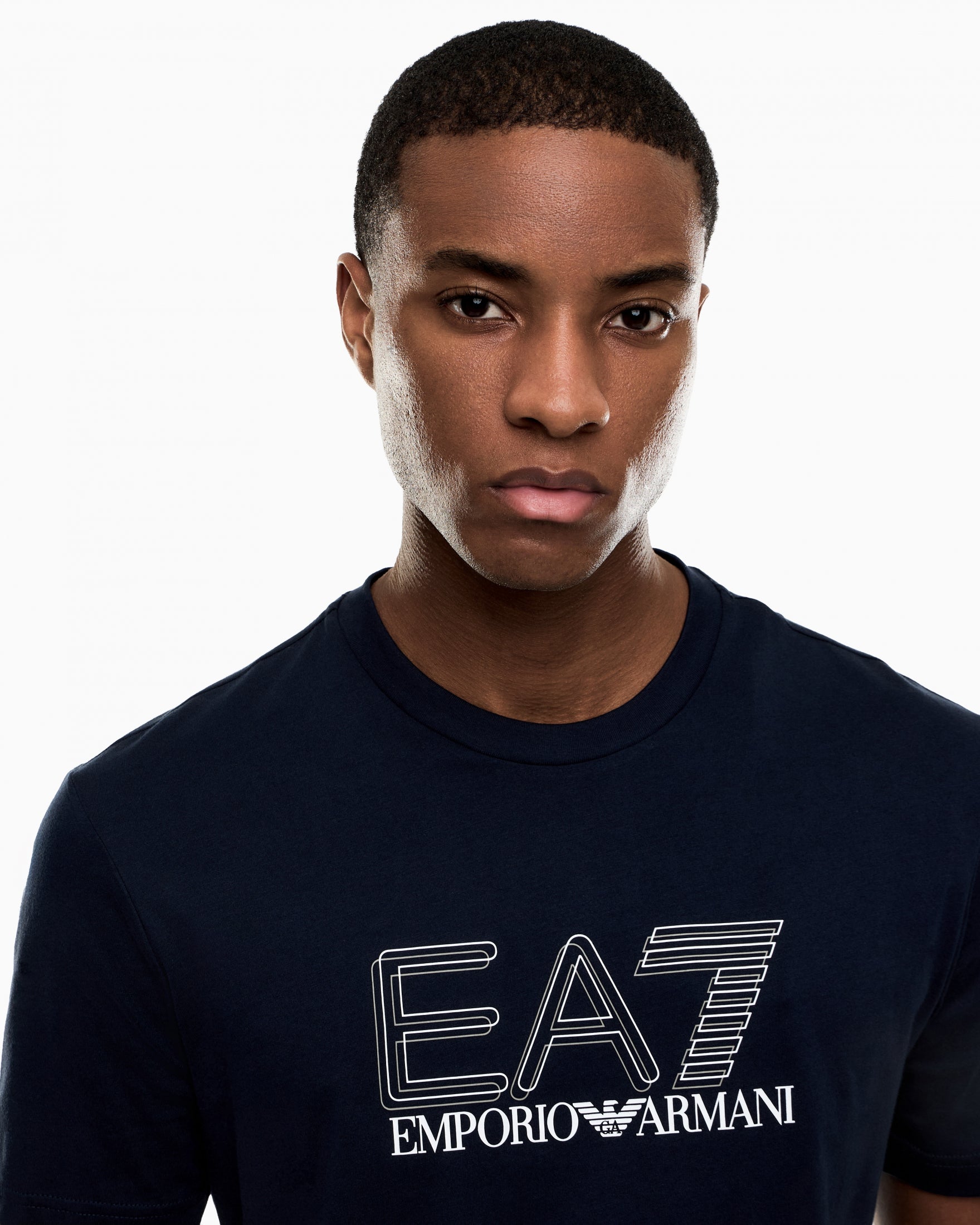 T-shirt girocollo Visibility in jersey di cotone|Colore:Armani blue