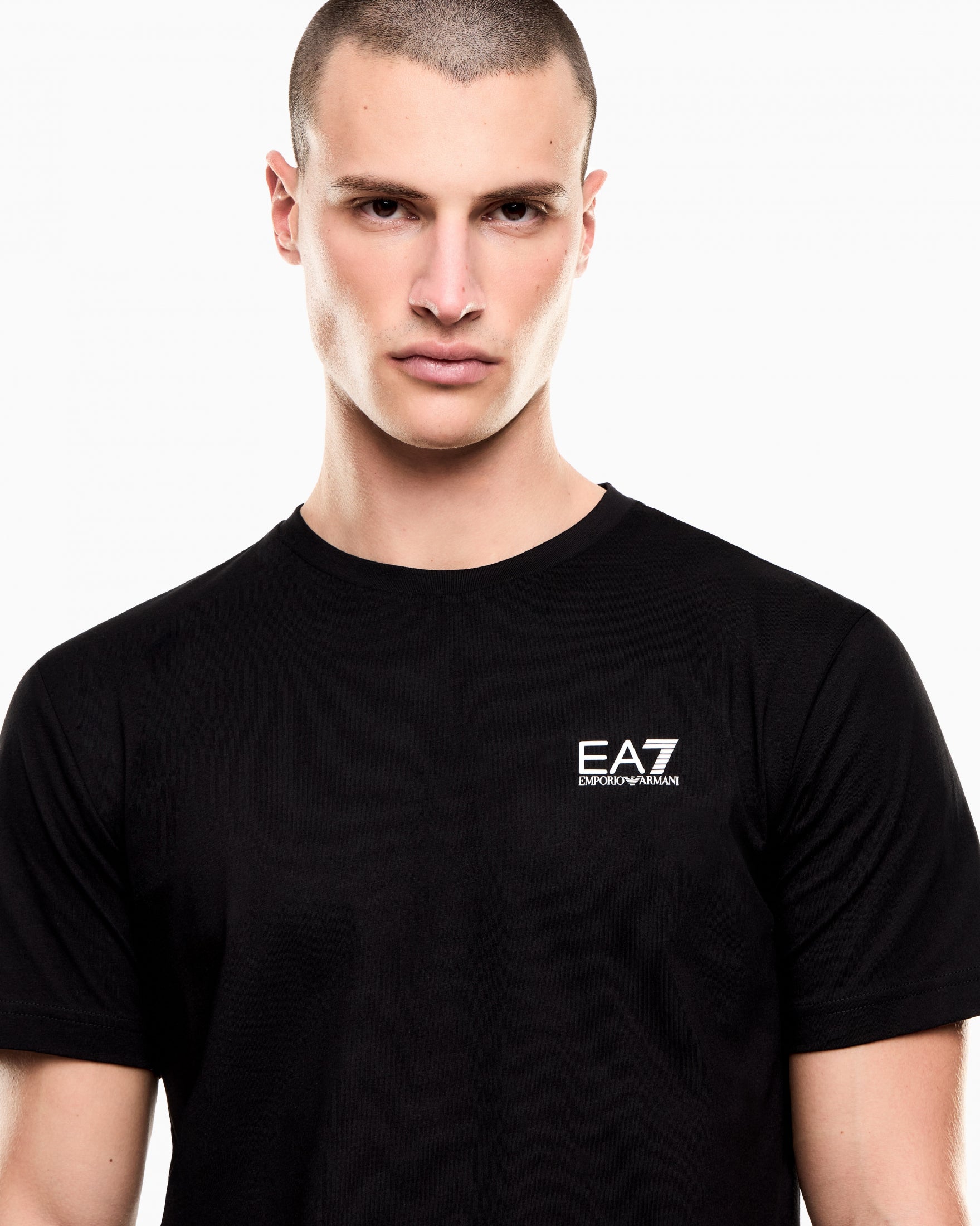 T-shirt Core Identity in cotone Pima|Colore:White/black