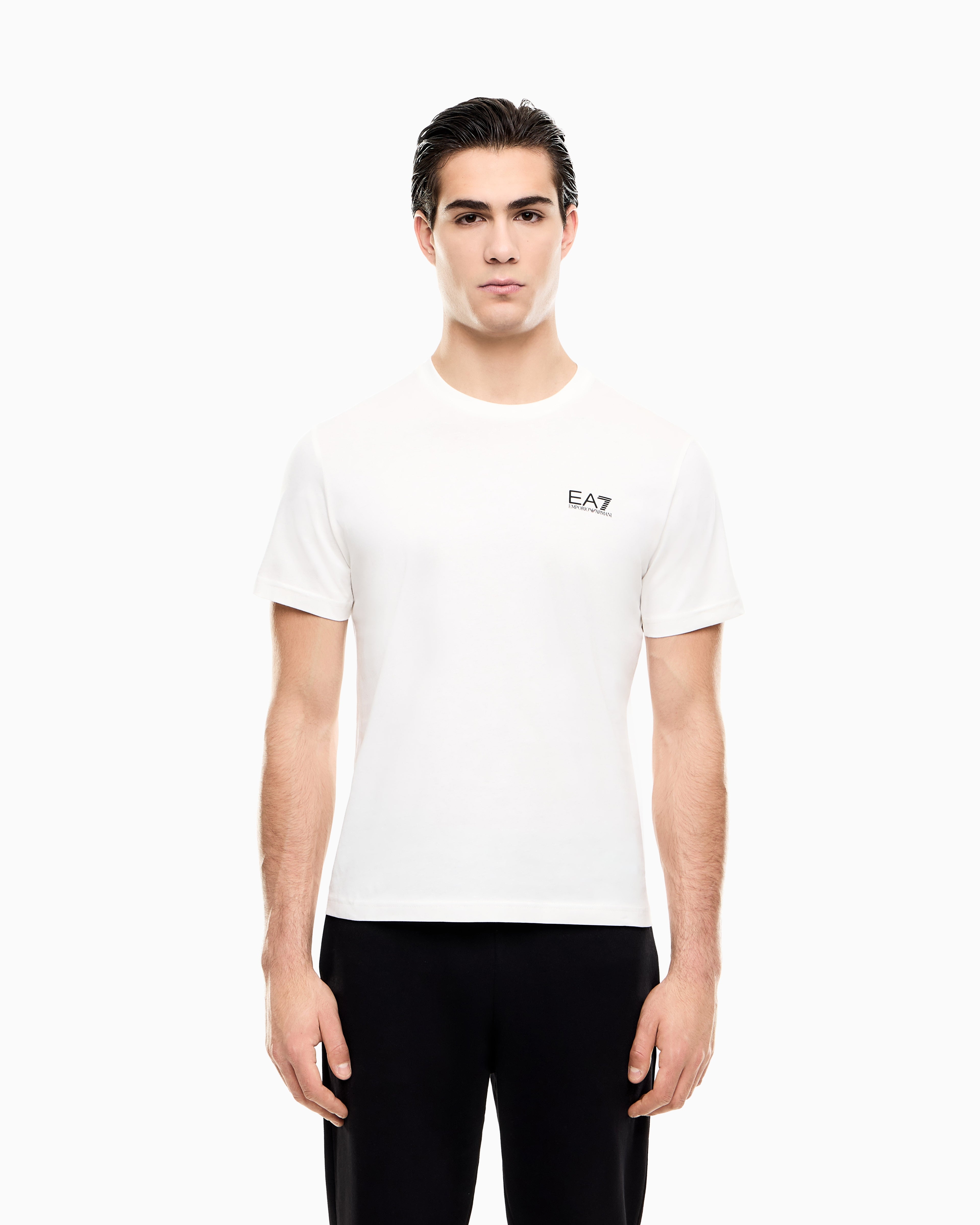T-shirt Core Identity in cotone Pima|Colore:Black/white