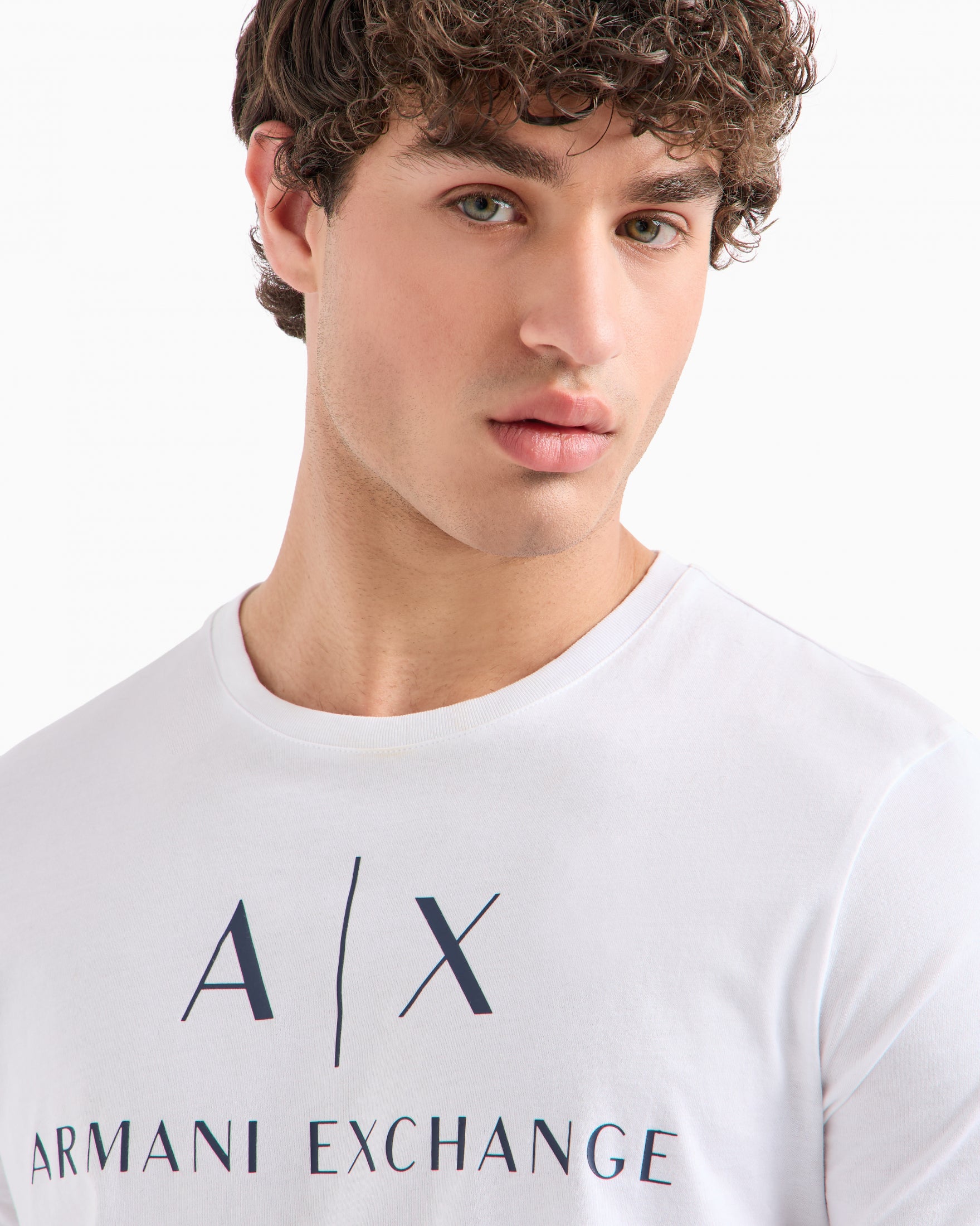 T-shirt slim fit in jersey con logo|Colore:Bianco