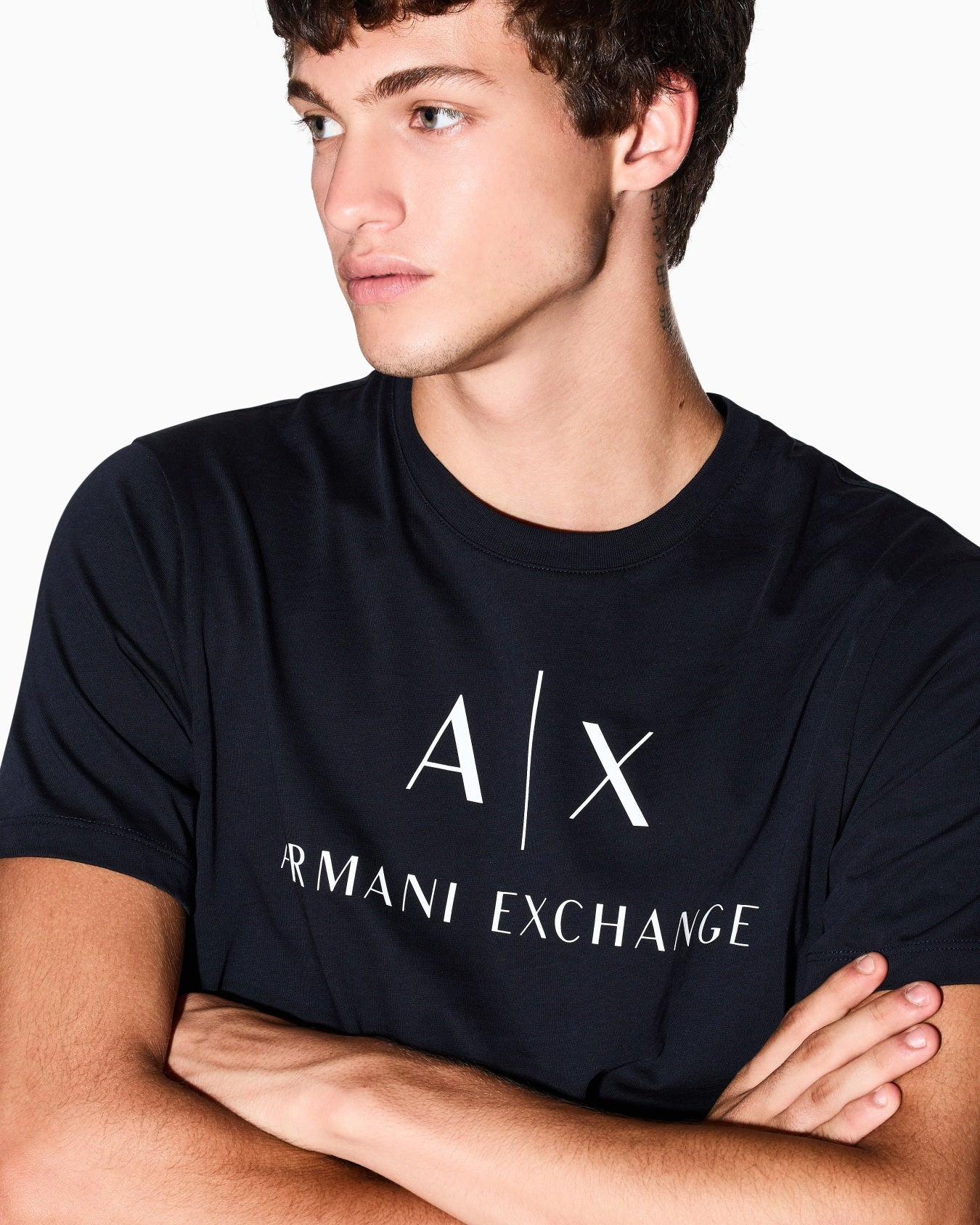 T-shirt slim fit in jersey con logo|Colore:Blu navy