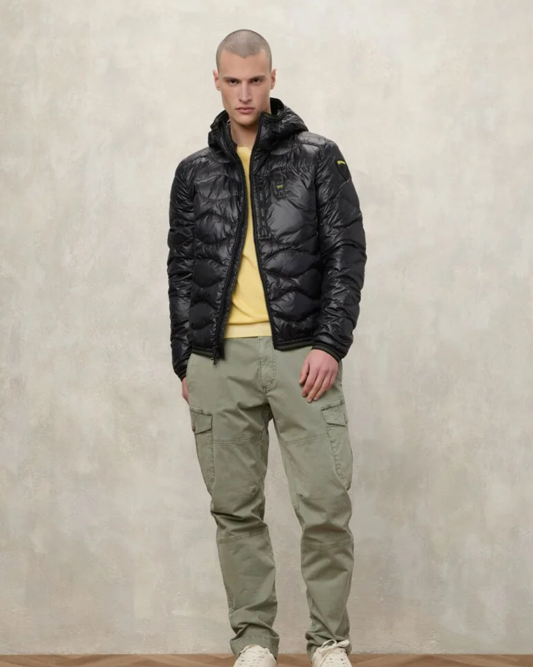 Piumino Con Cappuccio E Taschina Wave da Uomo|Colore:Nero