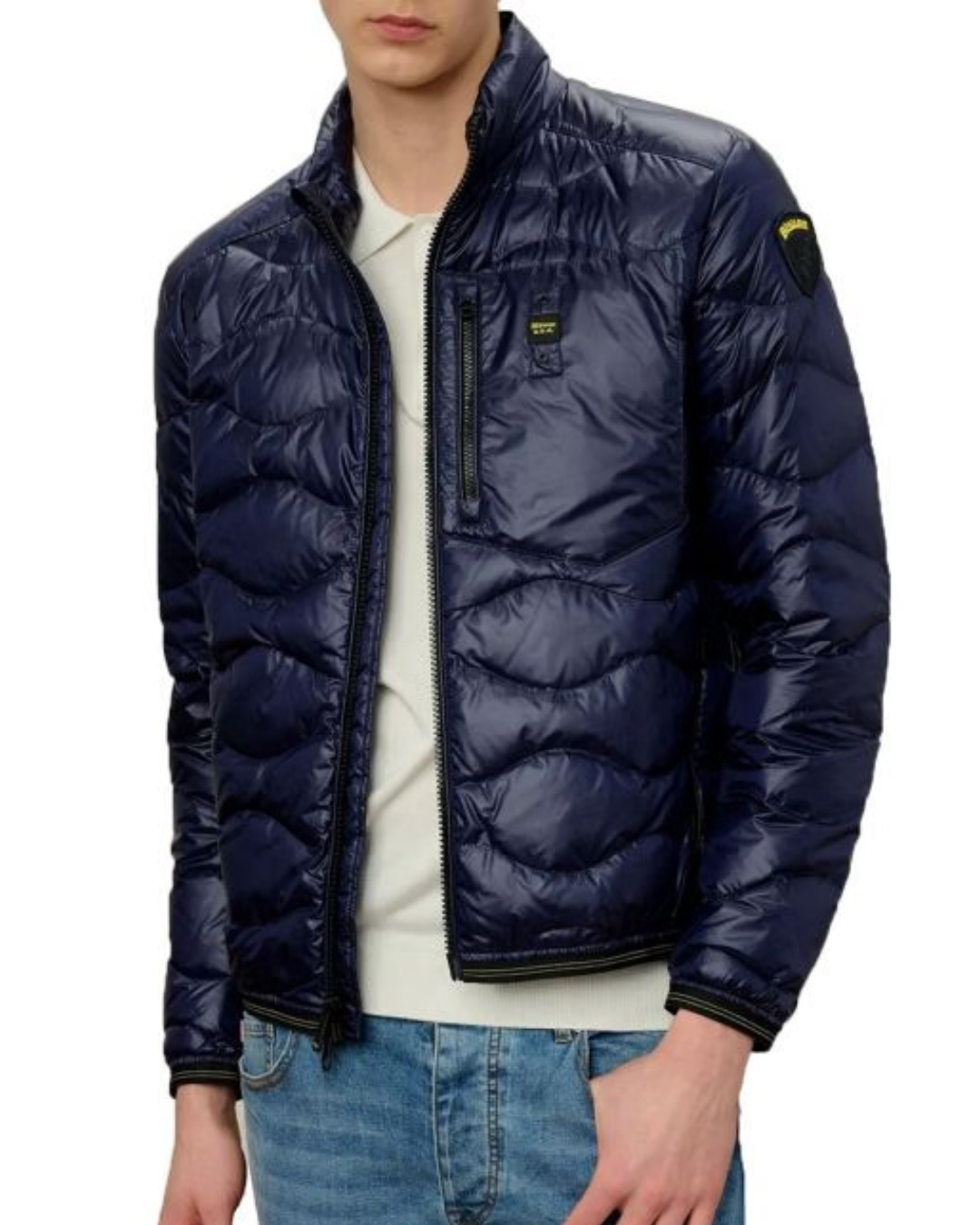 Piumino Con Cappuccio E Taschina Wave da Uomo|Colore:Blu
