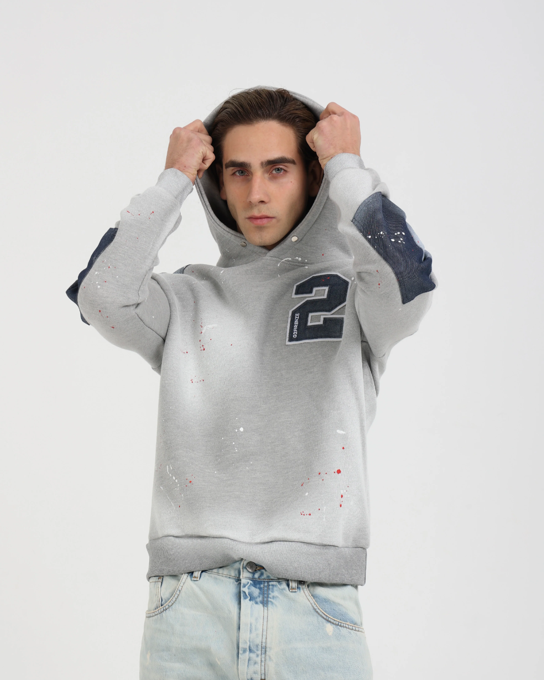 FELPA UOMO DENIM CAPPUCCIO|Colore:Grigio chiaro melange