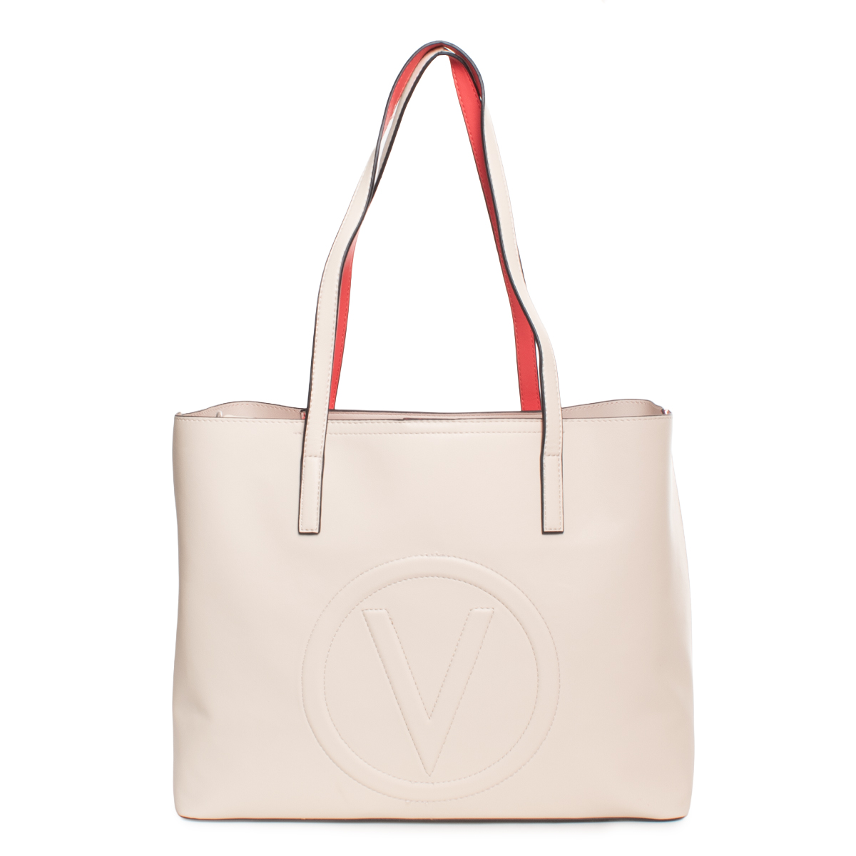 BORSA SHOPPER VALENTINO |Colore:Ecru/corallo